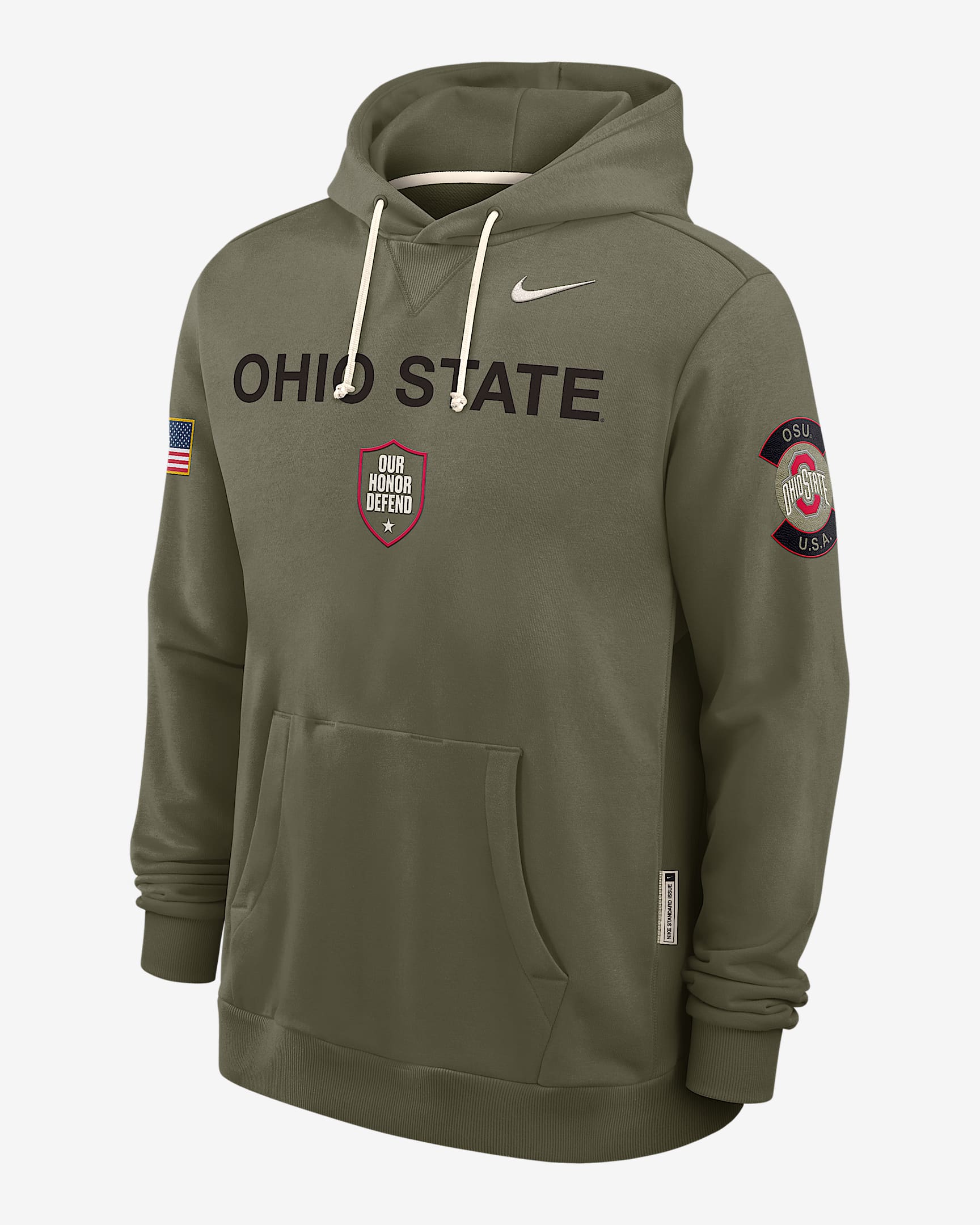 Ohio State 2025 Military Appreciation Men's Nike Dri-FIT College Pullover Hoodie - Olive