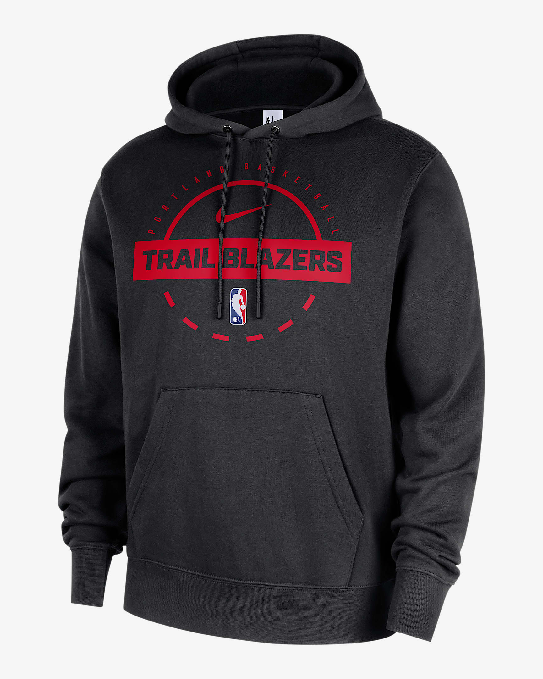 Sudadera de entrenamiento con gorro sin cierre Nike de la NBA para hombre Portland Trail Blazers Club - Negro/Rojo universitario
