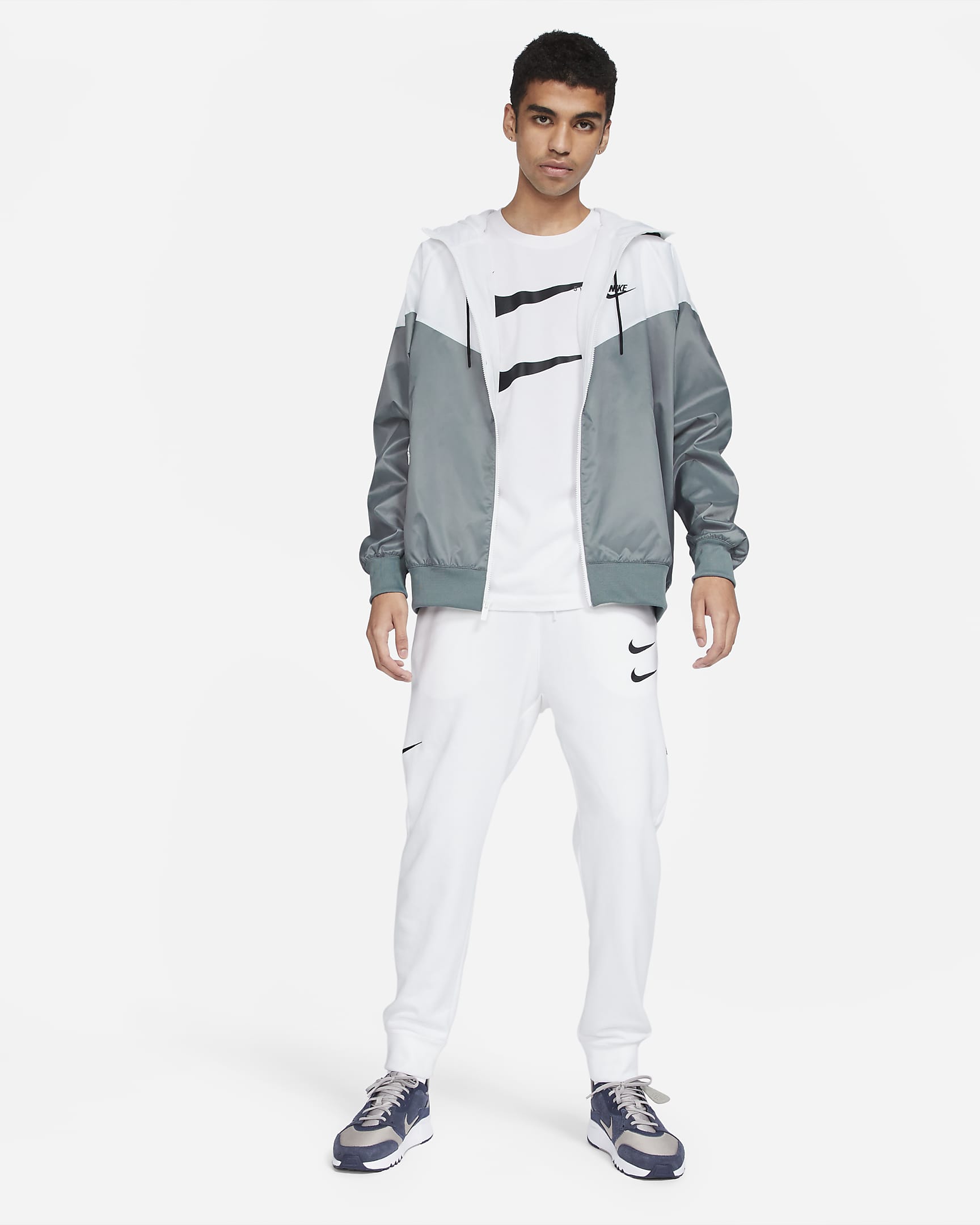 Nike Sportswear Windrunner Men's Hooded Jacket - Smoke Grey/White/Smoke Grey/Black