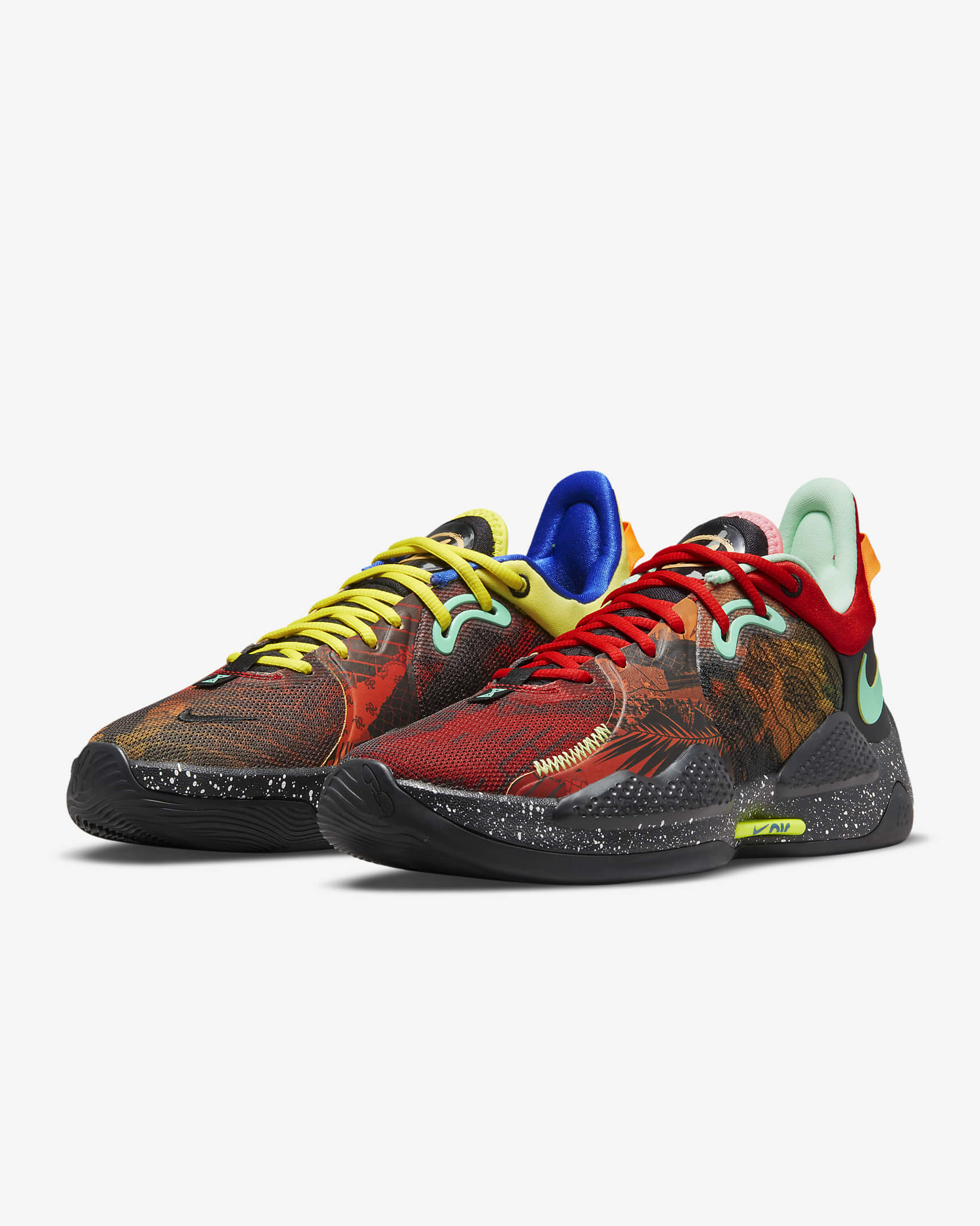 PG 5 EP Basketball Shoes - Black/University Red/Yellow Strike/Green Glow