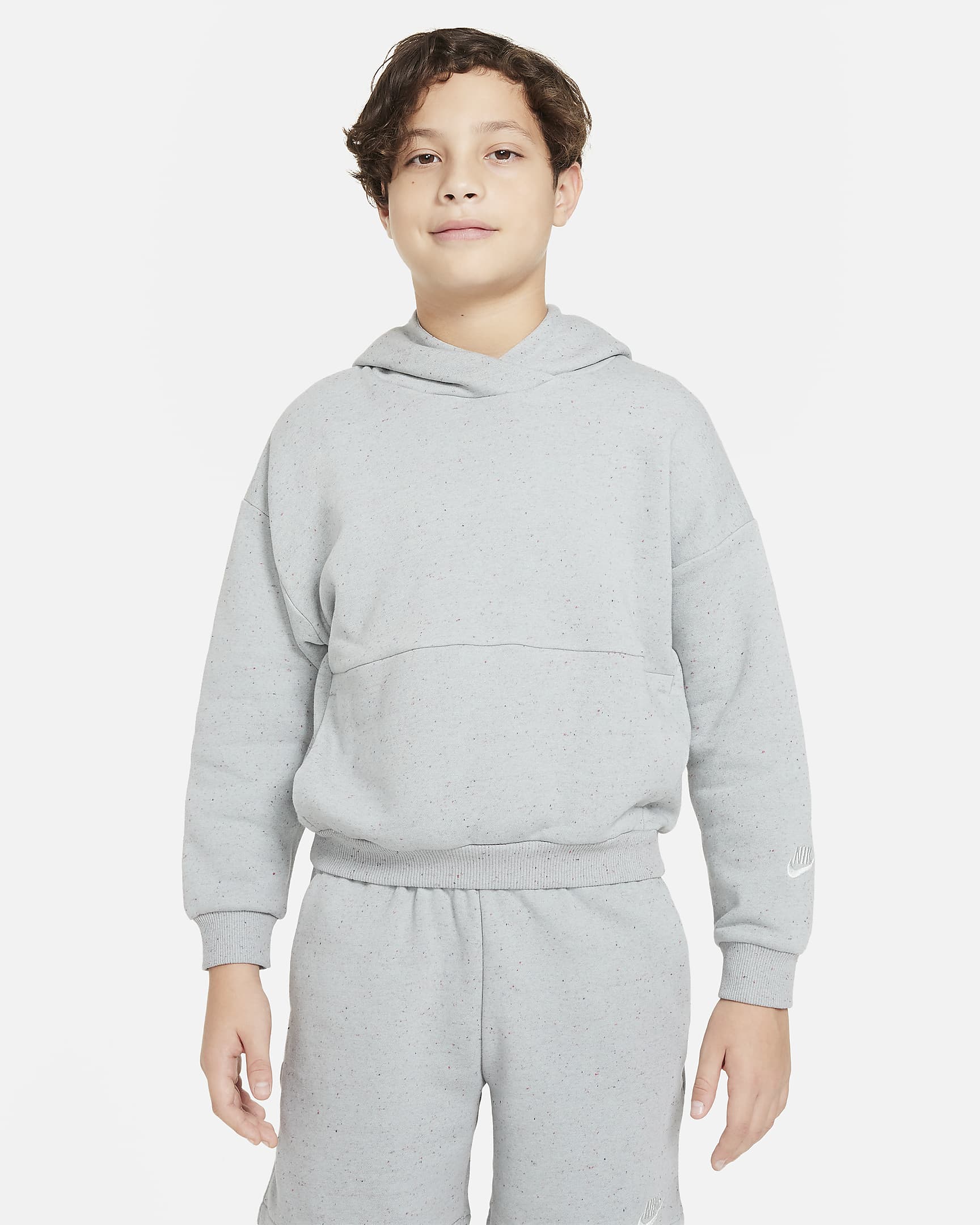 Sudadera con gorro sin cierre oversized para niños talla grande Nike Icon Fleece - Piedra pómez claro/Vela/Plata claro