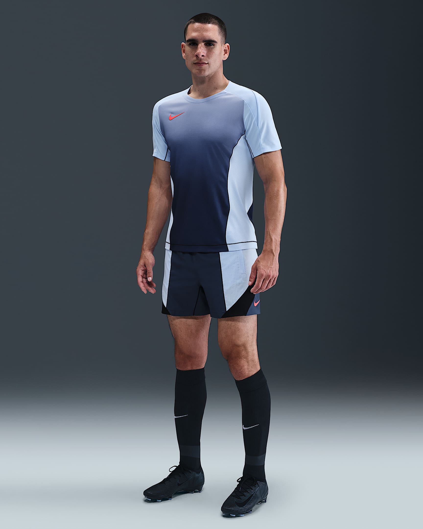 Nike Strike+ Men's Dri-FIT 5" Soccer Shorts - Thunder Blue/Royal Tint/Black/Bright Crimson