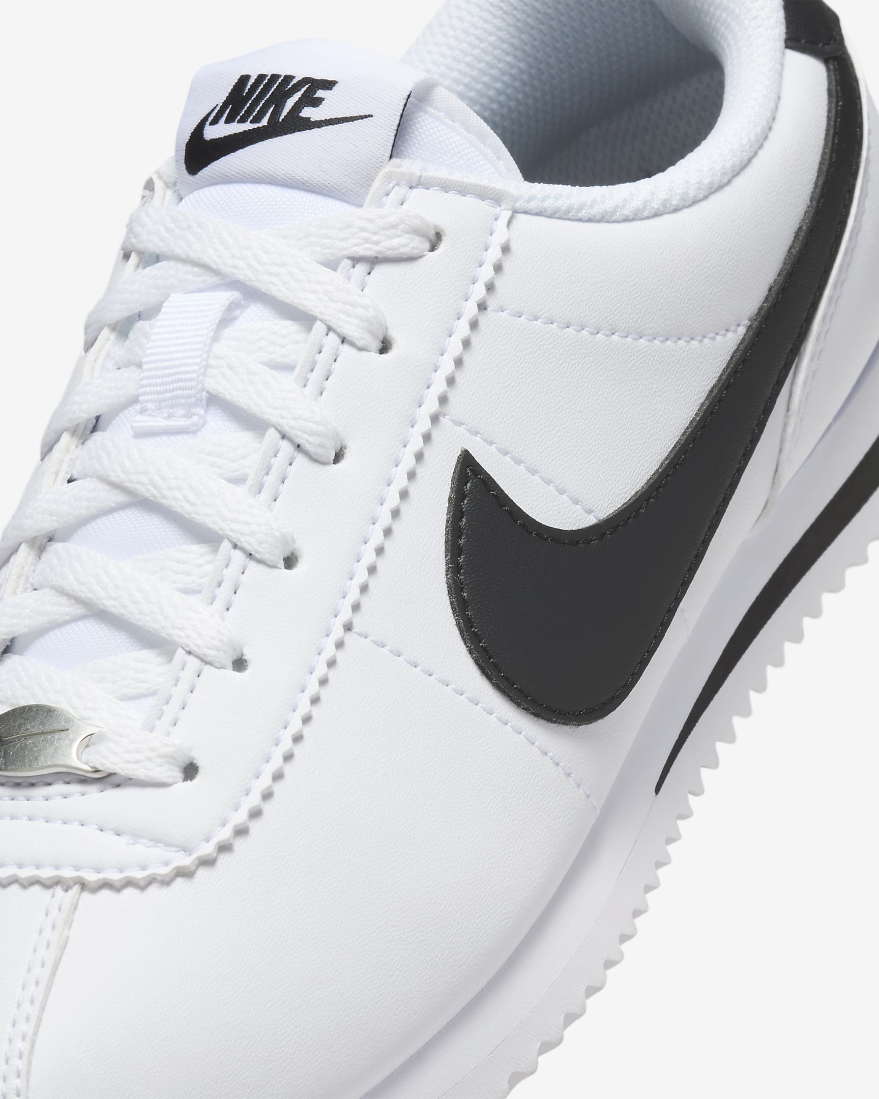 Tenis para niños grandes Nike Cortez - Blanco/Negro