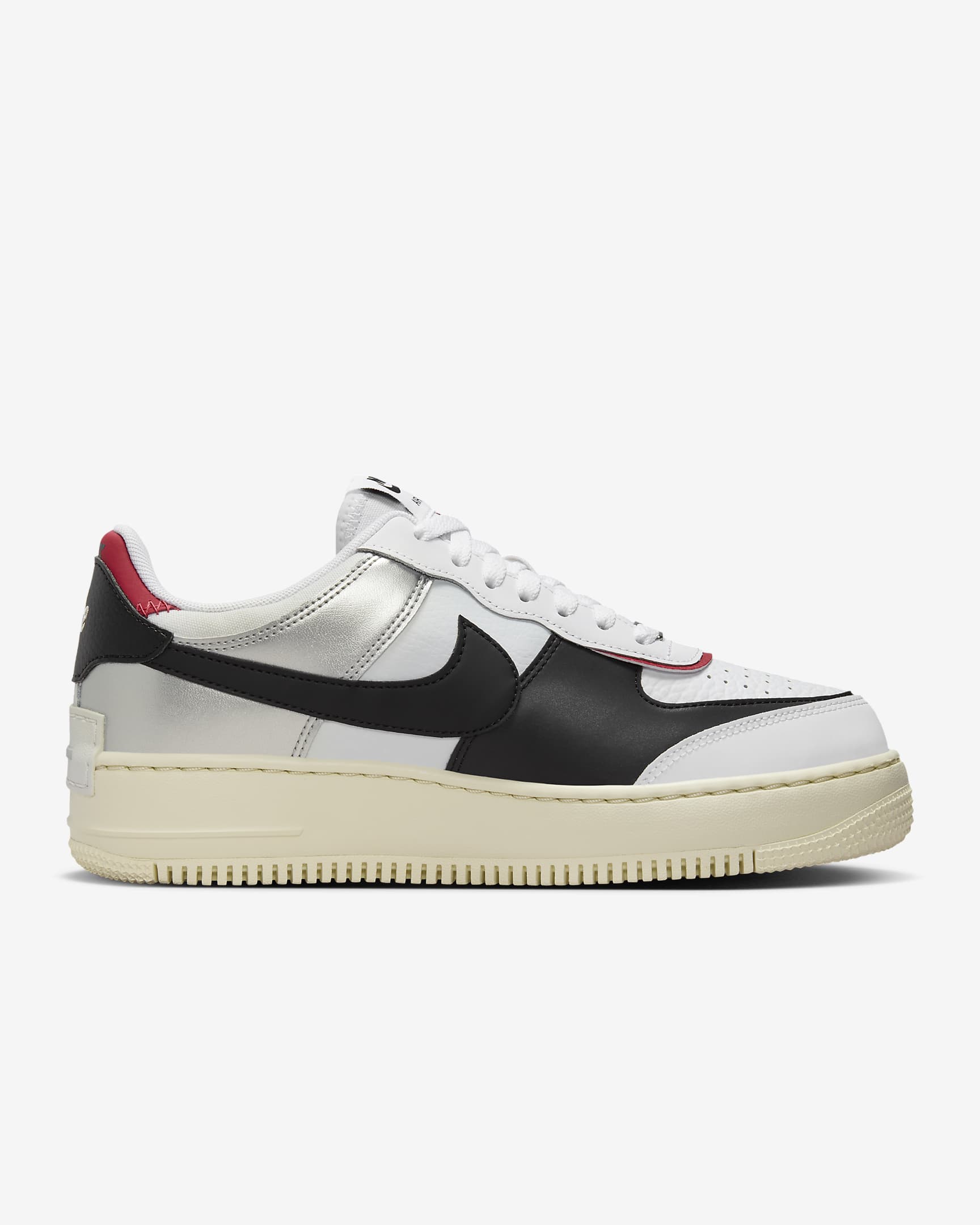 Nike Air Force 1 Shadow Damenschuhe - Weiß/Schwarz/Metallic Silver/Gym Red