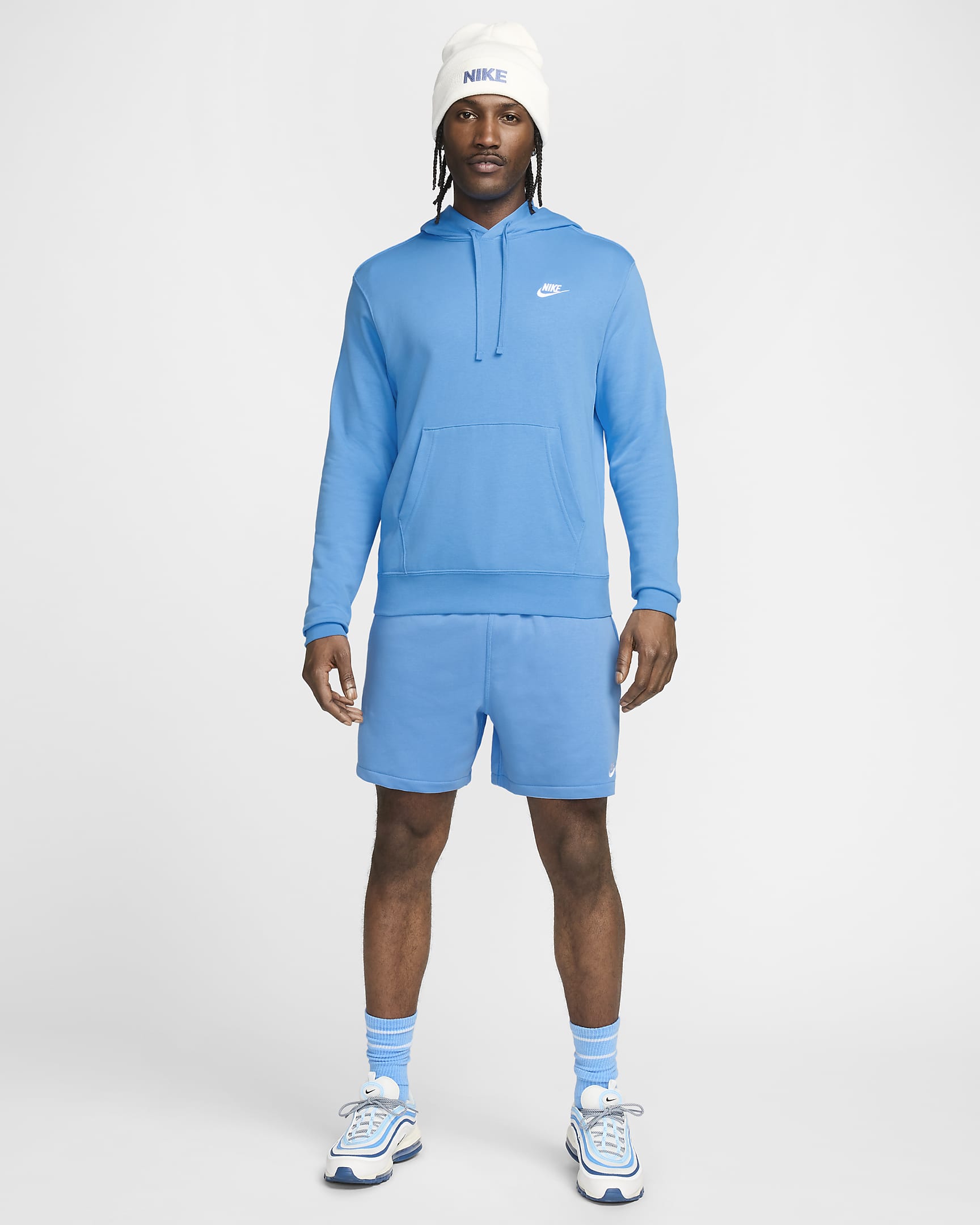 Felpa pullover con cappuccio Nike Sportswear Club - Uomo - University Blue/University Blue/Bianco