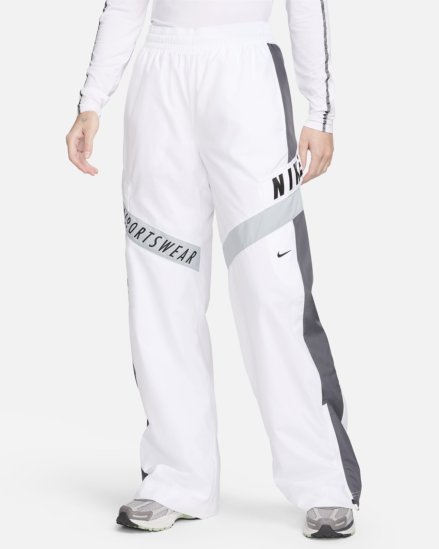 Nike Sportswear Hose mit hohem Bund für Damen - Weiß/Iron Grey/Light Pumice