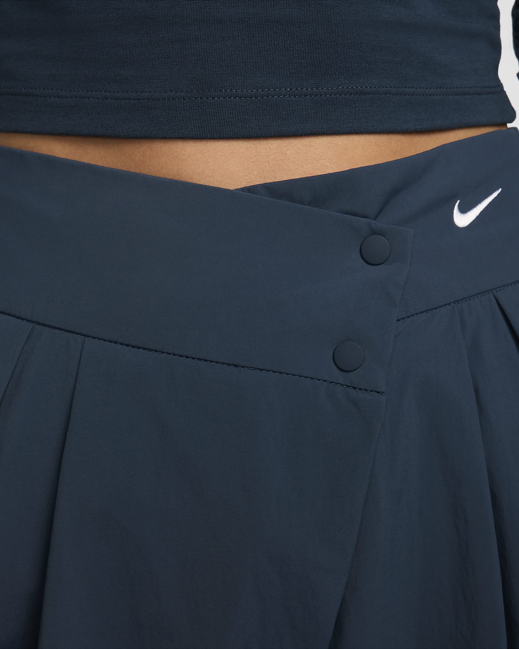 Nike Sportswear Collection Women's Mid-Rise Repel Asymmetrical-Waist Trousers - Armory Navy/Glacier Blue/White