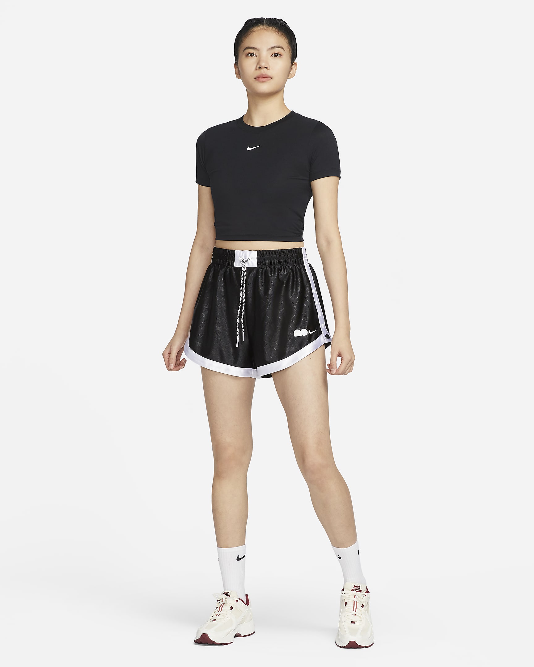 Naomi Osaka Women's High-Waisted Breakaway Shorts - Black/White