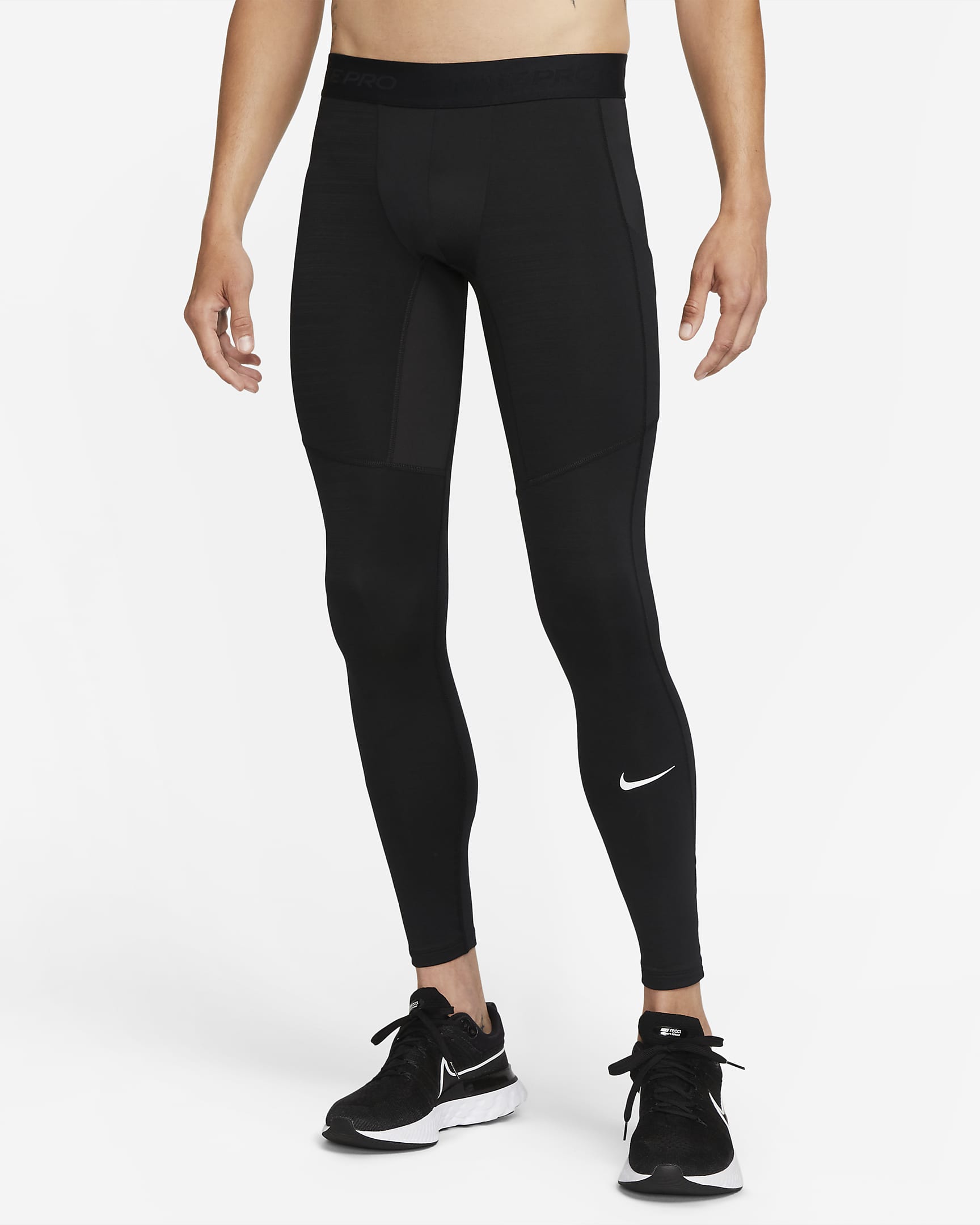 Nike Pro Warm Herren-Tights - Schwarz/Weiß