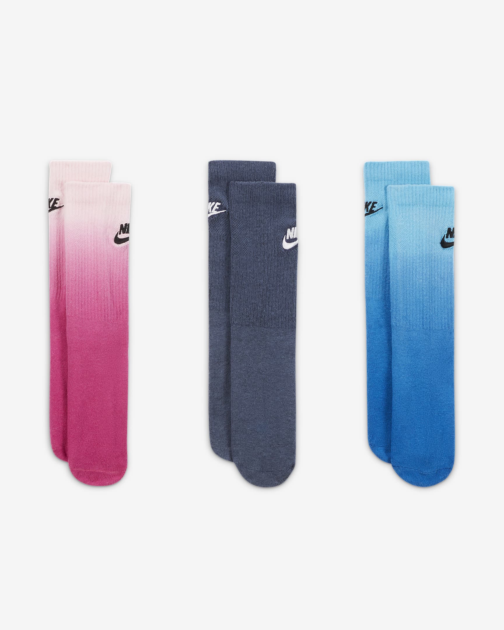 Calcetines largos para niños talla pequeña Nike (paquete de 3) - Fucsia activo