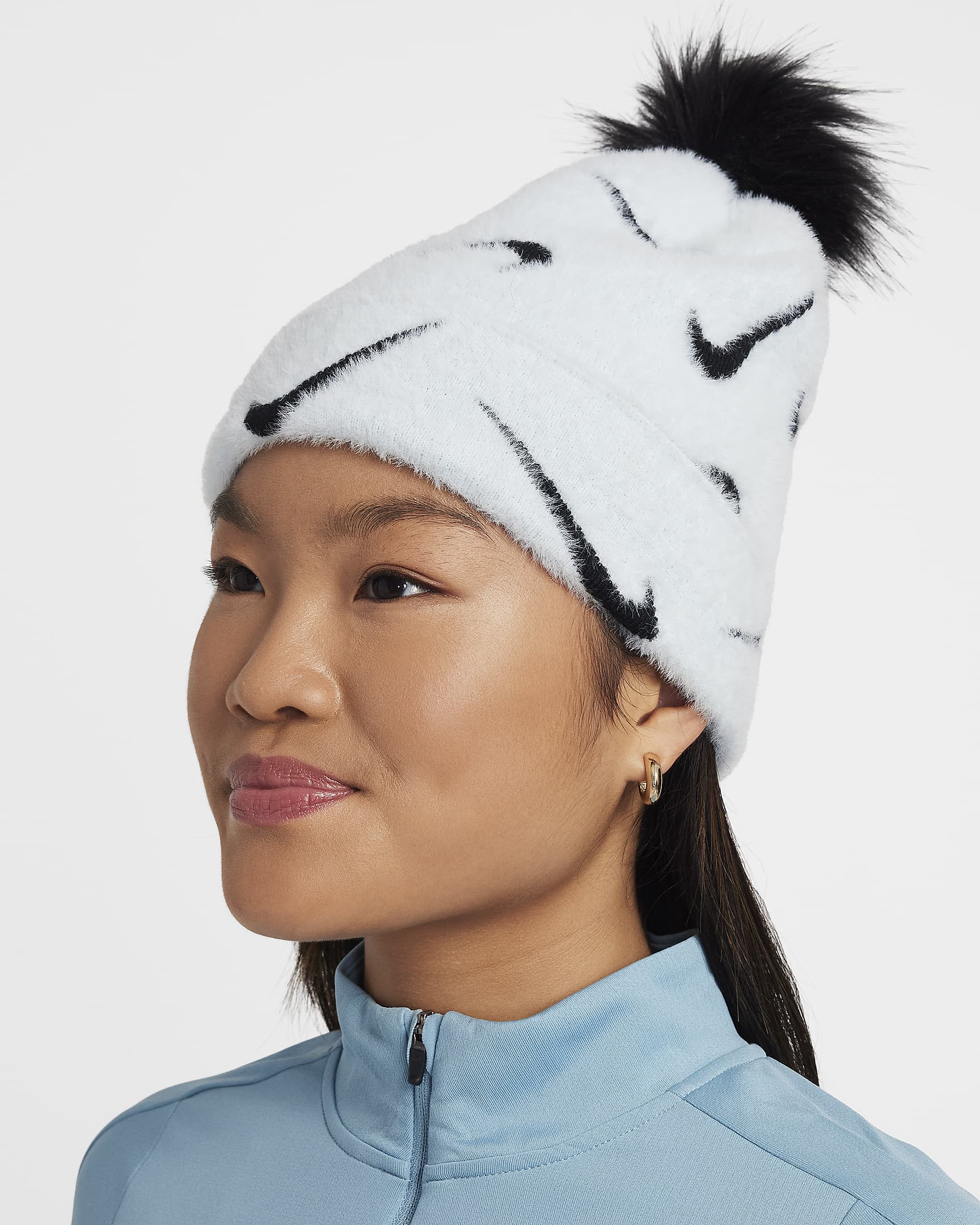 Nike Peak-beanie til større børn - Glacier Blue/sort