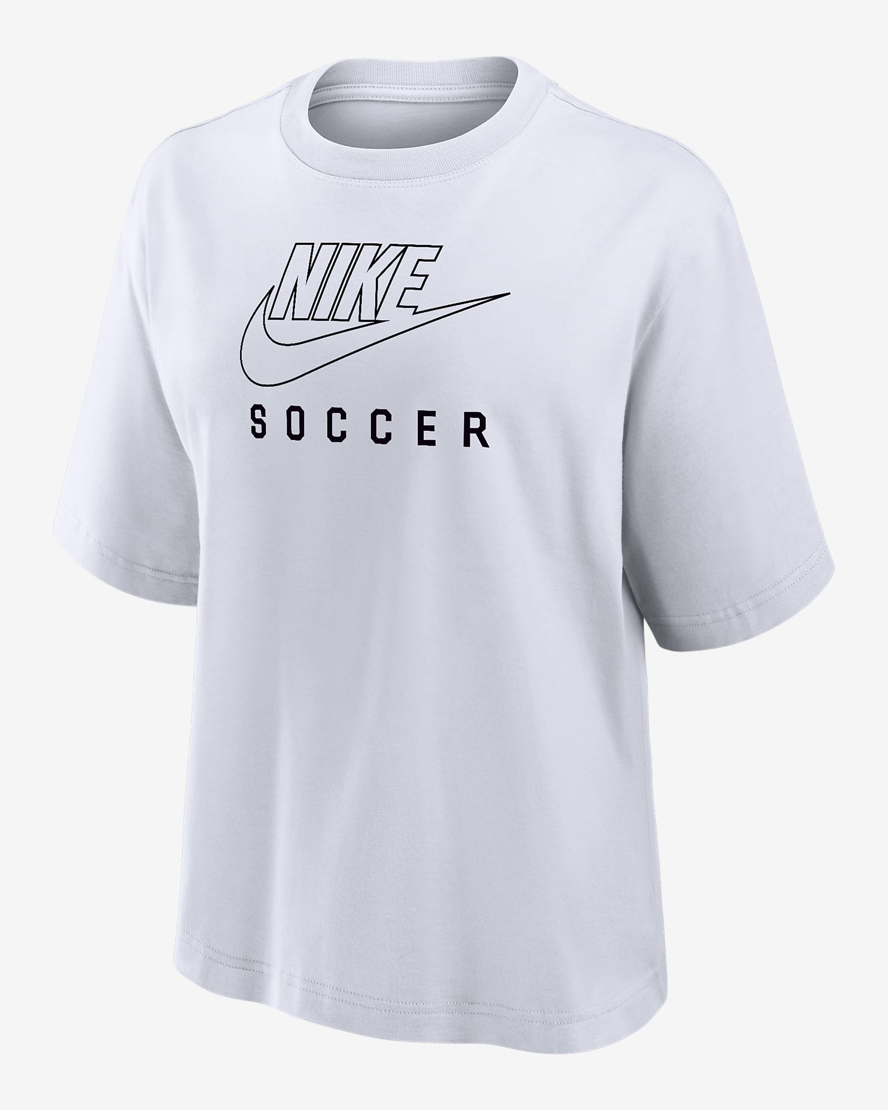 Playera de fútbol de corte cuadrado para mujer Nike Swoosh - Blanco