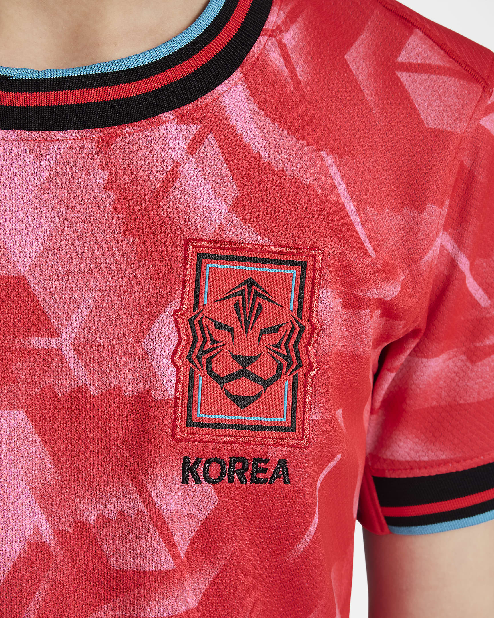 Korea 2024 Stadium Home Older Kids' Nike Dri-FIT Football Replica Shirt - Global Red/Pink Glow/Teal Nebula