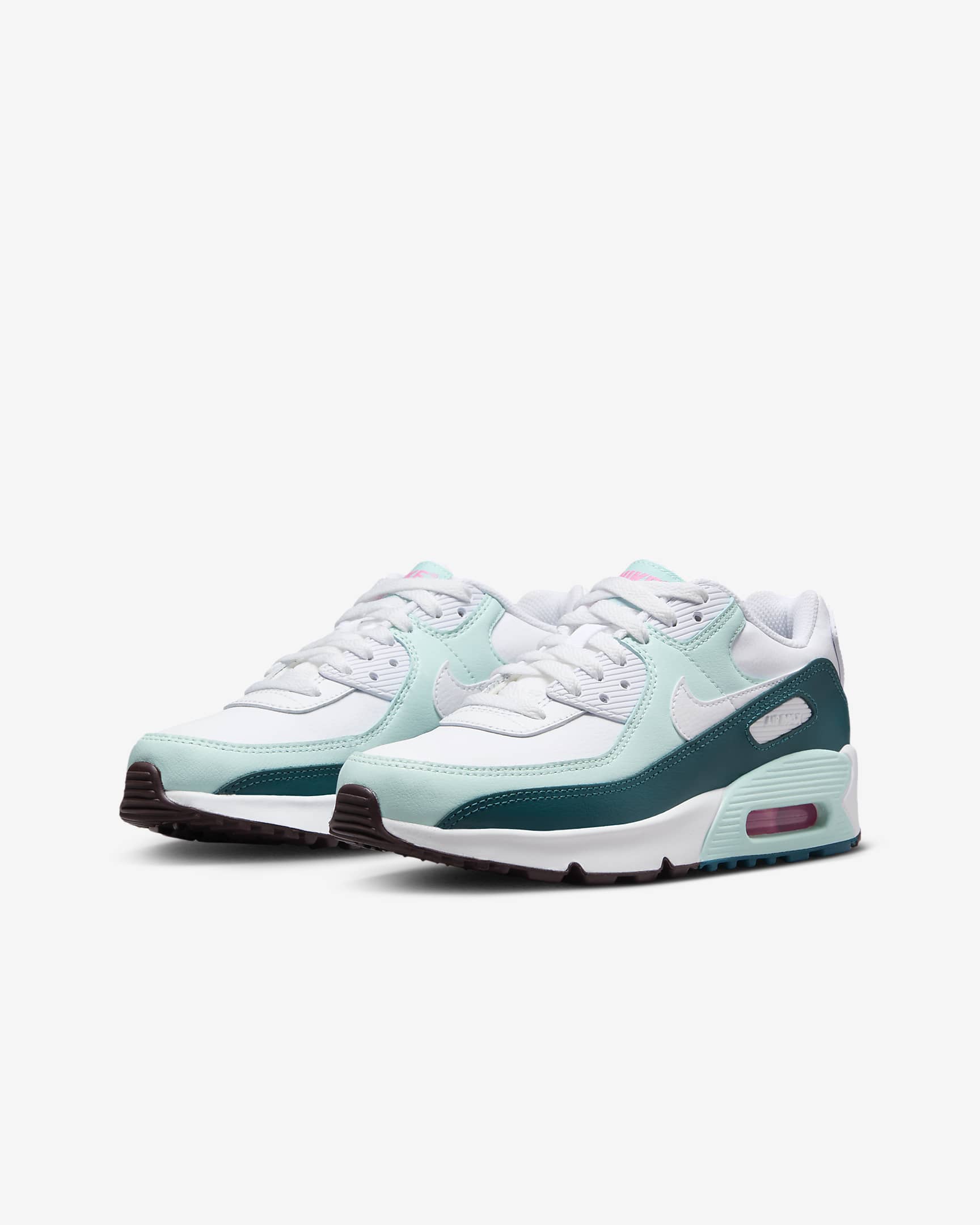 Nike Air Max 90 LTR Older Kids' Shoes - White/Jade Ice/Geode Teal/White