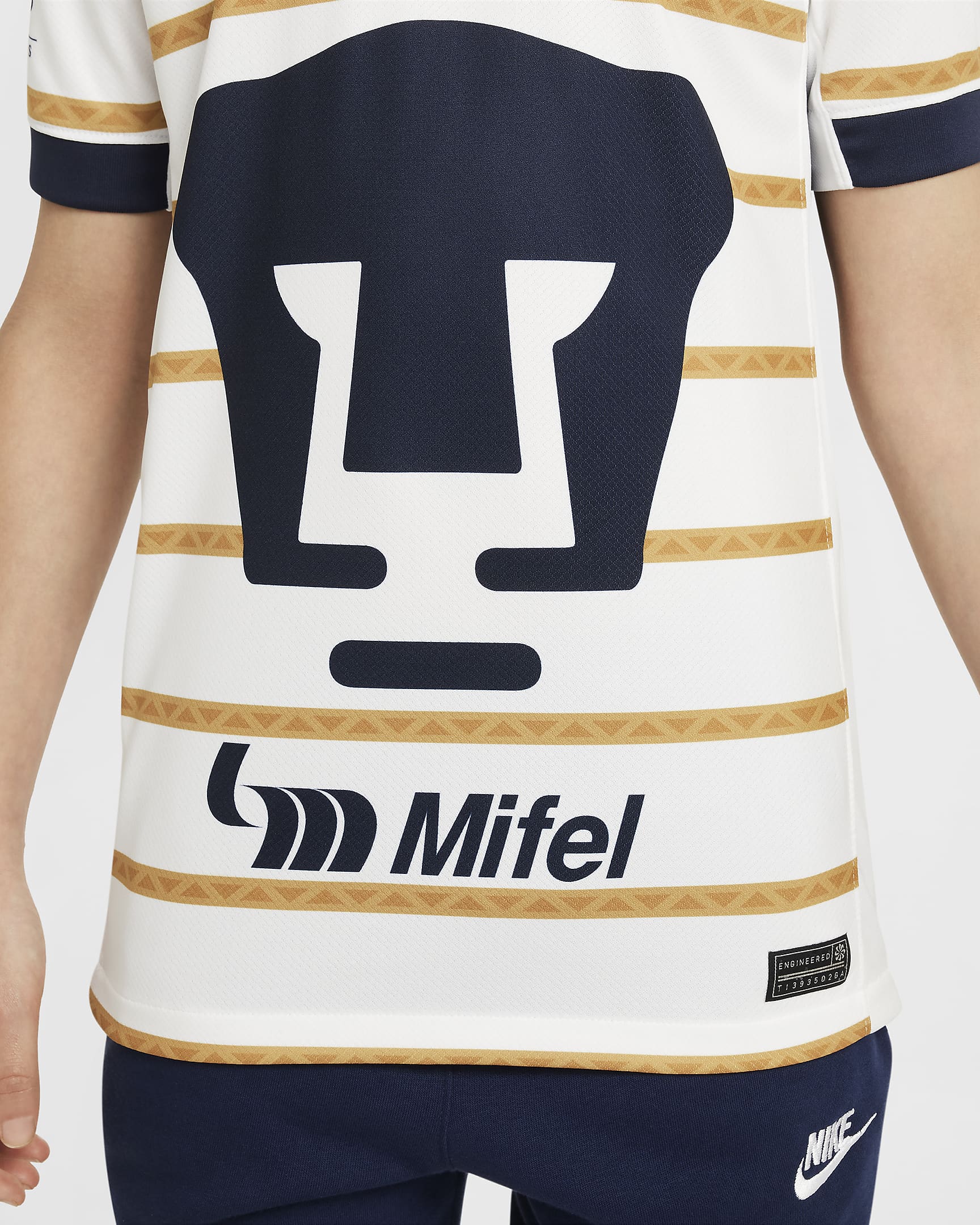 Jersey de fútbol Nike Dri-FIT Replica de los Pumas UNAM local 2024/25 Stadium para niños talla grande - Blanco/Obsidiana/Obsidiana