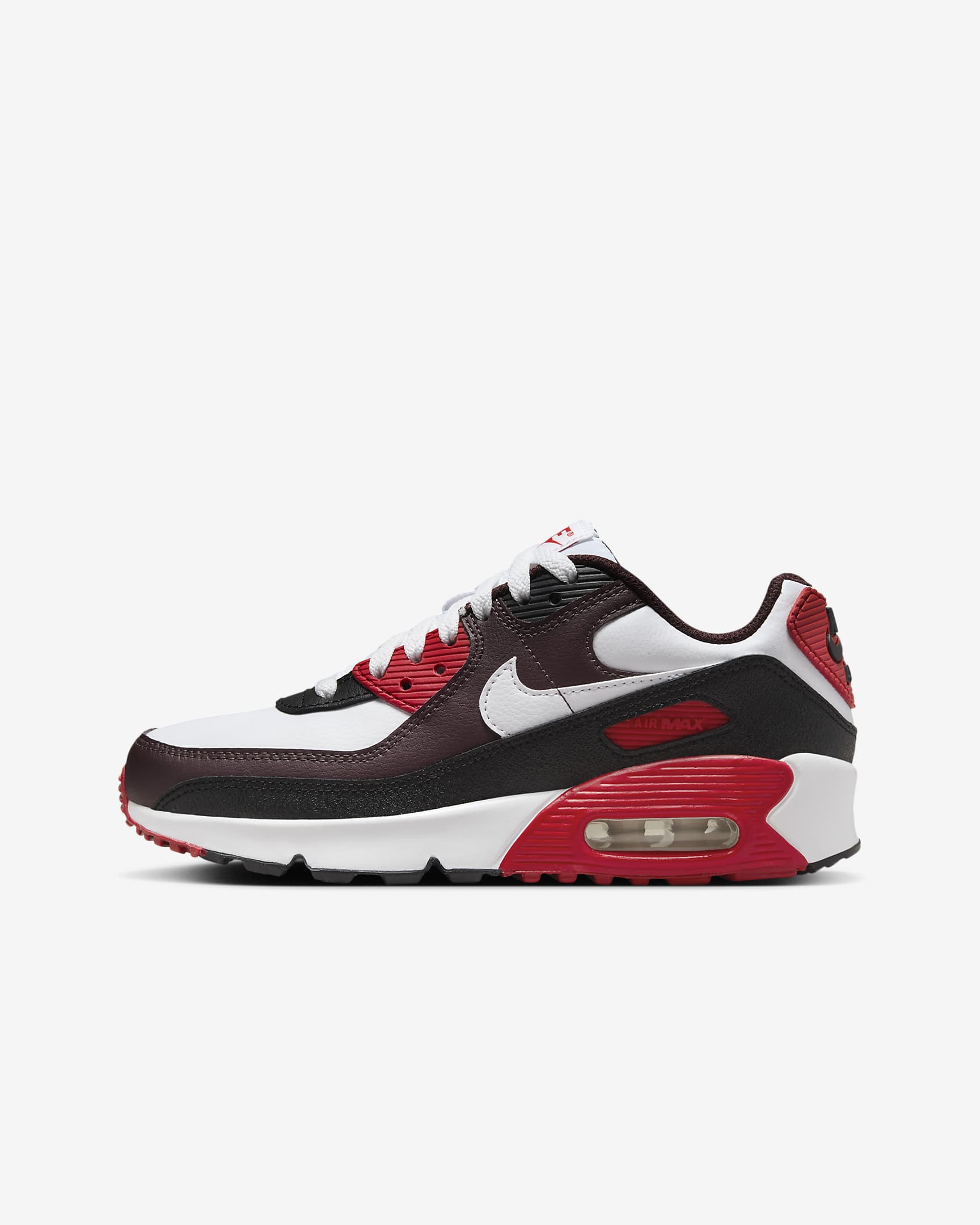 Nike Air Max 90 sko til store barn - Burgundy Crush/Svart/University Red/Hvit