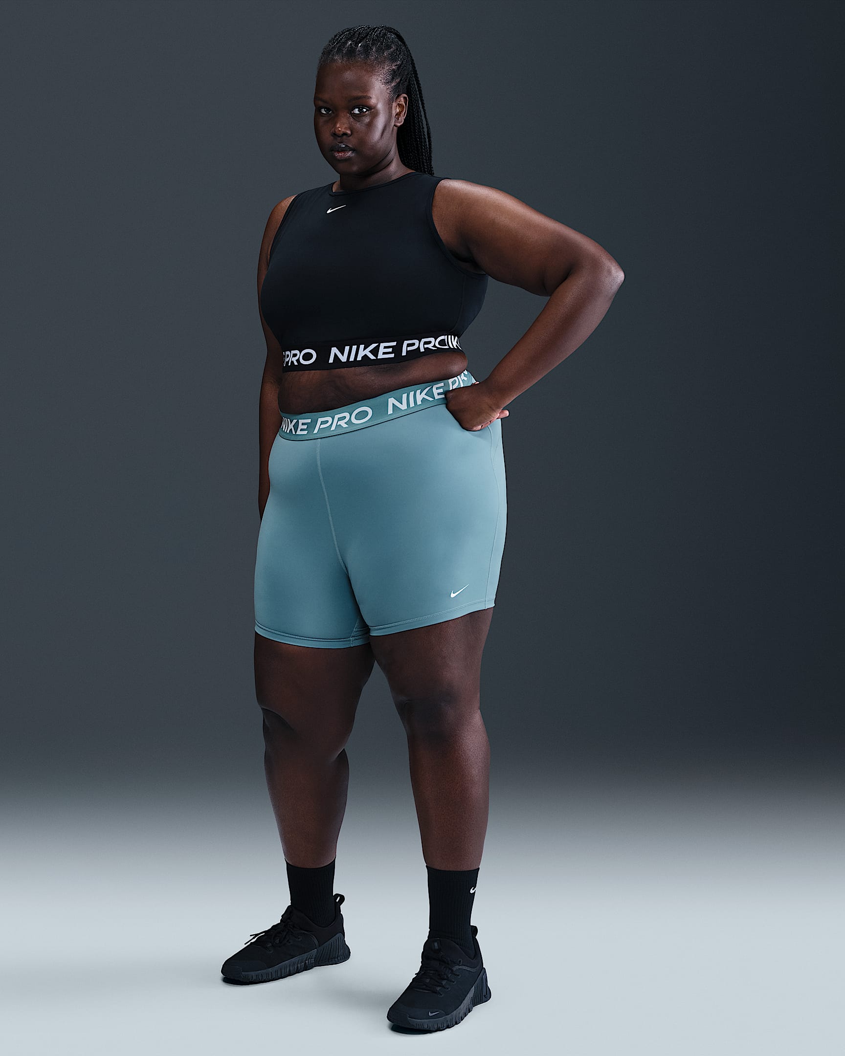 Nike Pro 365 Women's 5" Shorts (Plus Size) - Smokey Blue/White