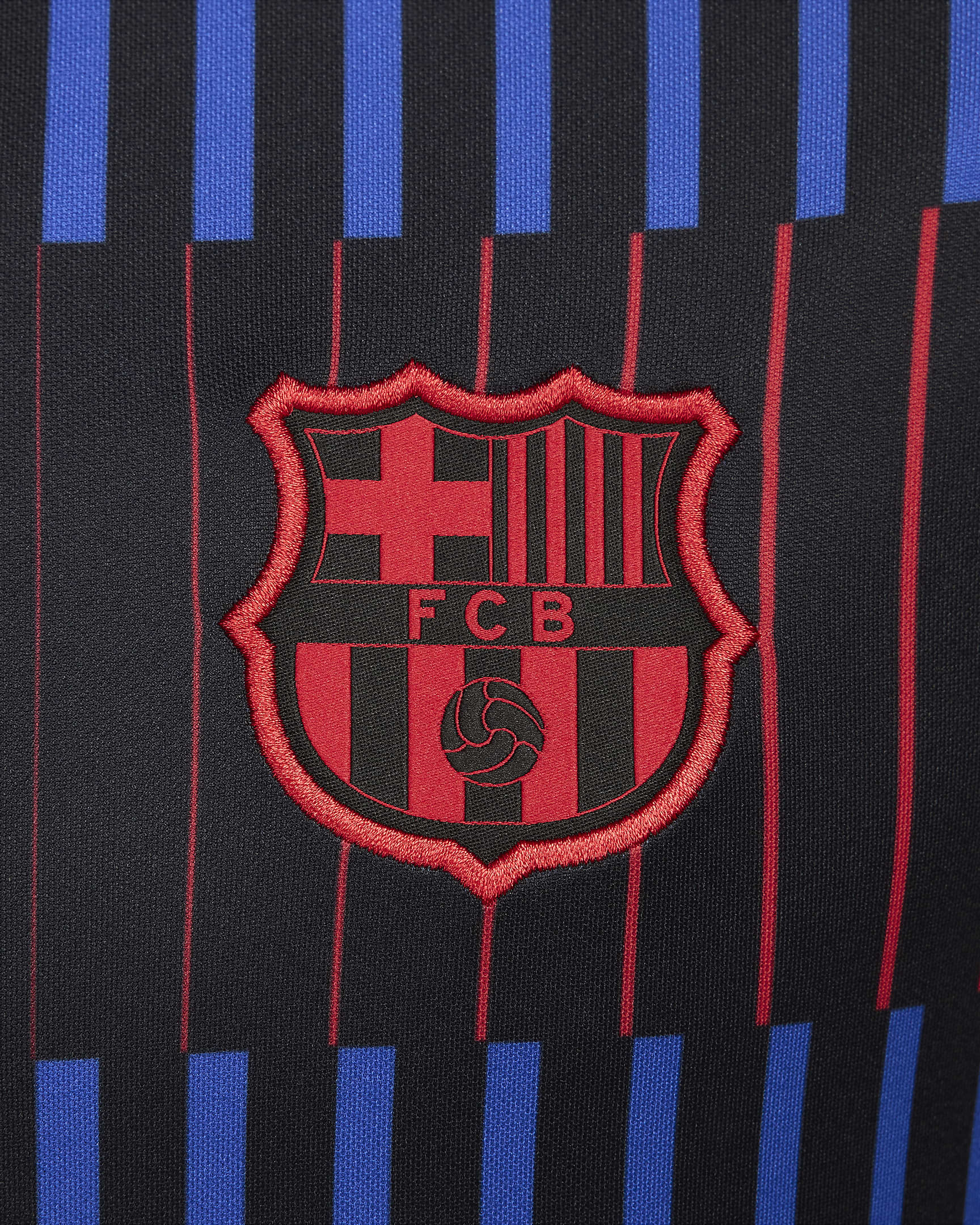 Playera de manga corta de fútbol Nike Dri-FIT para antes del partido para hombre FC Barcelona Academy Pro Away - Negro/Negro/Rojo universitario