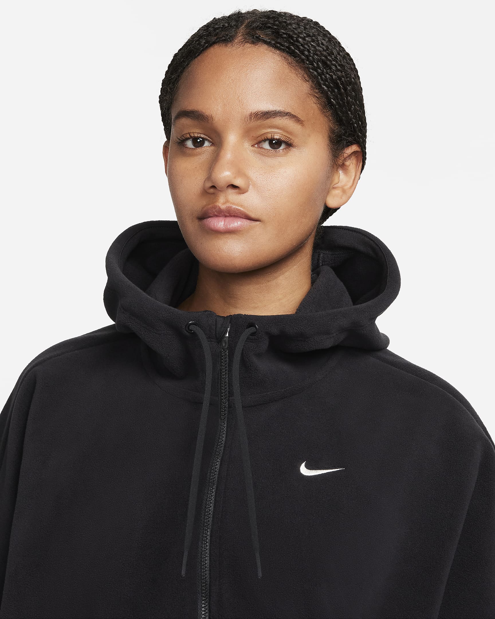 Nike Therma-FIT One Women's Oversized Full-Zip Fleece Hoodie - Black/Pale Ivory