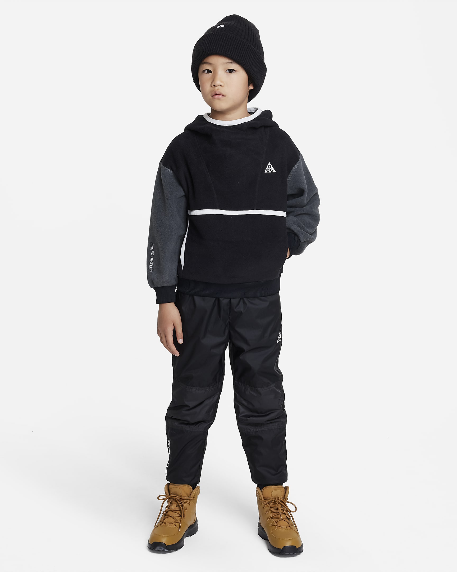 Nike ACG Polartec® 'Wolf Tree' Younger Kids' Pullover Hoodie - Black