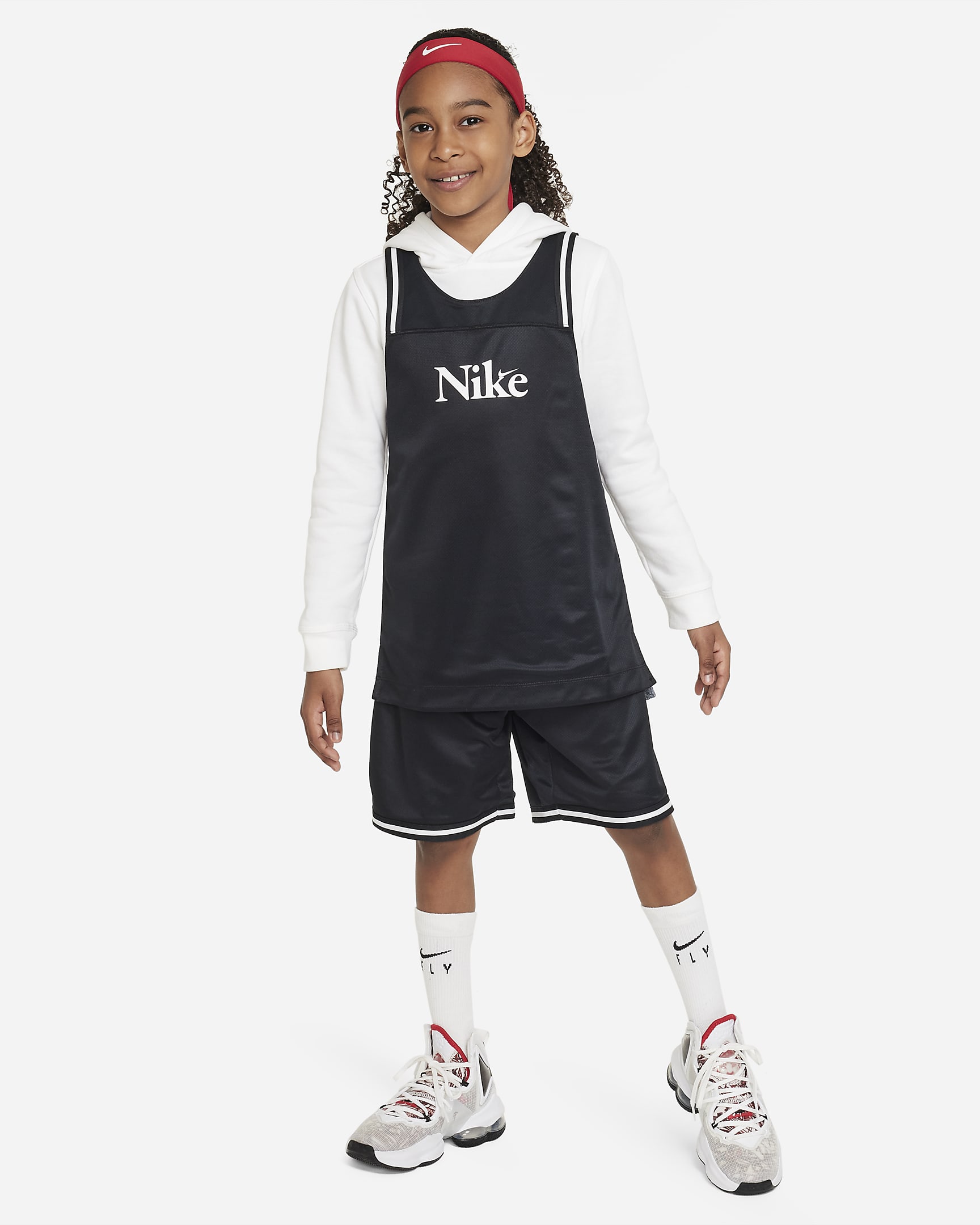 Nike DNA Culture of Basketball Big Kids' Reversible Basketball Shorts - Black/Light Smoke Grey/White