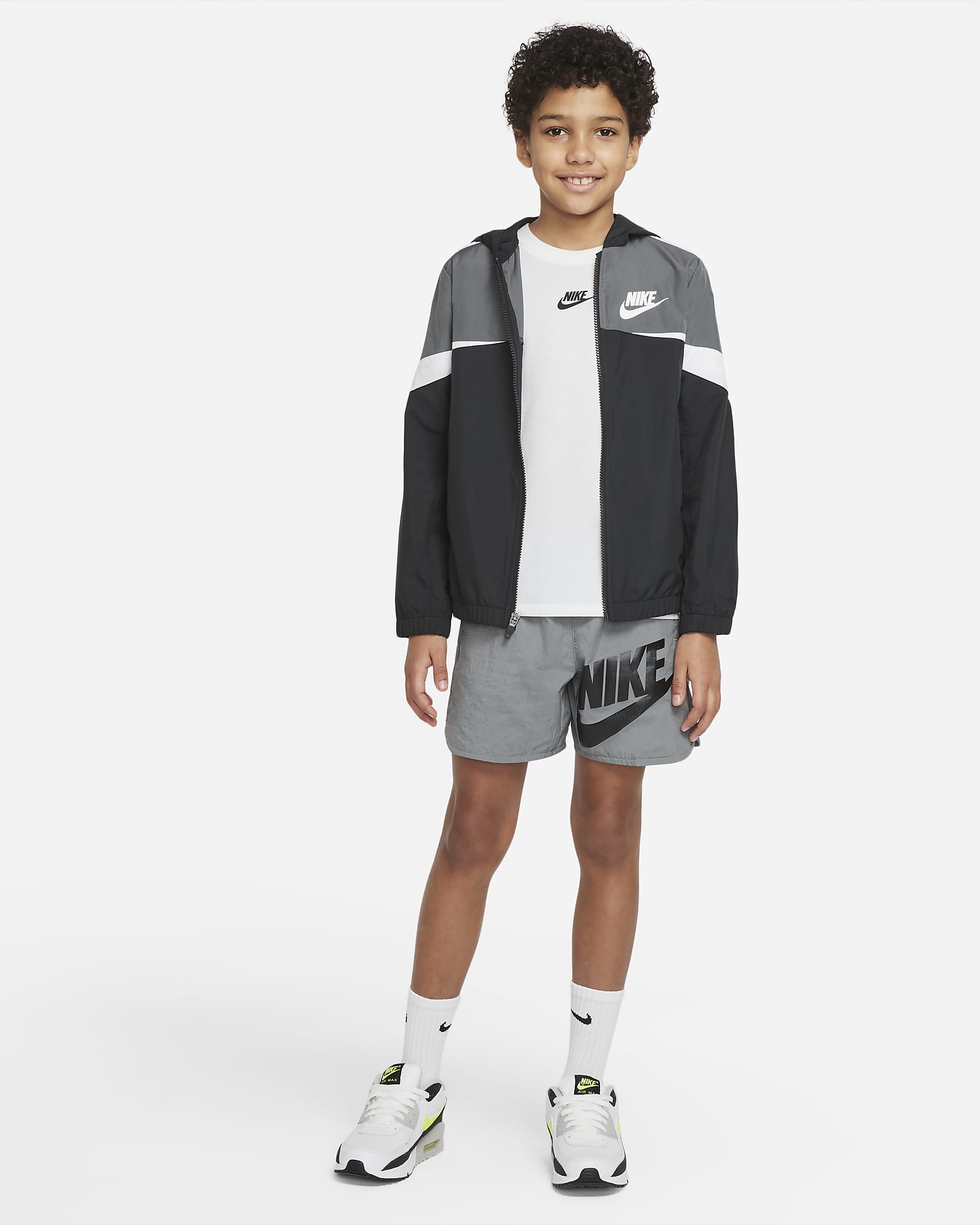 Nike Sportswear Older Kids' (Boys') Woven Shorts - Smoke Grey/Black