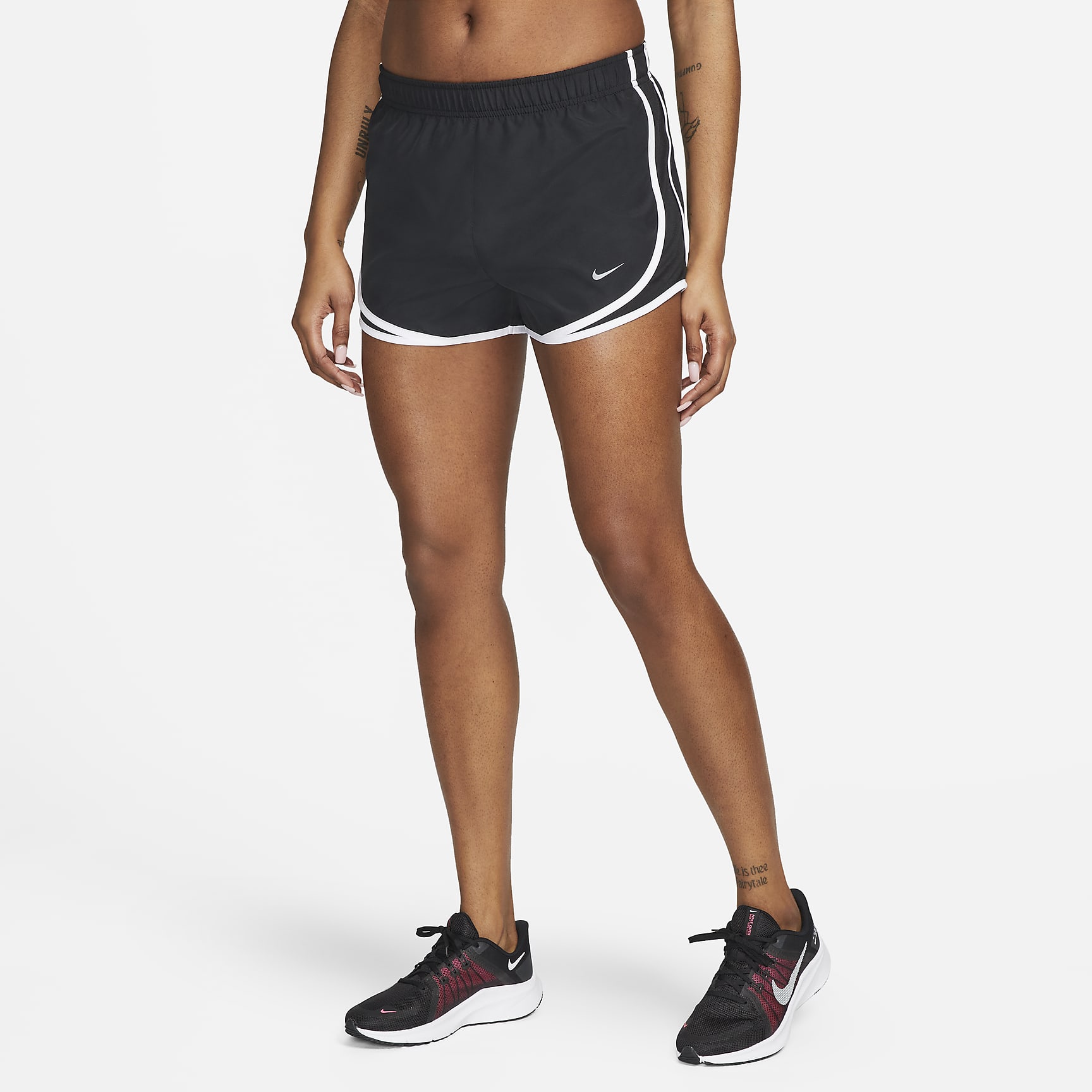 Nike Tempo Shorts de correr con forro de ropa interior para mujer - Negro/Negro/Blanco/Gris lobo
