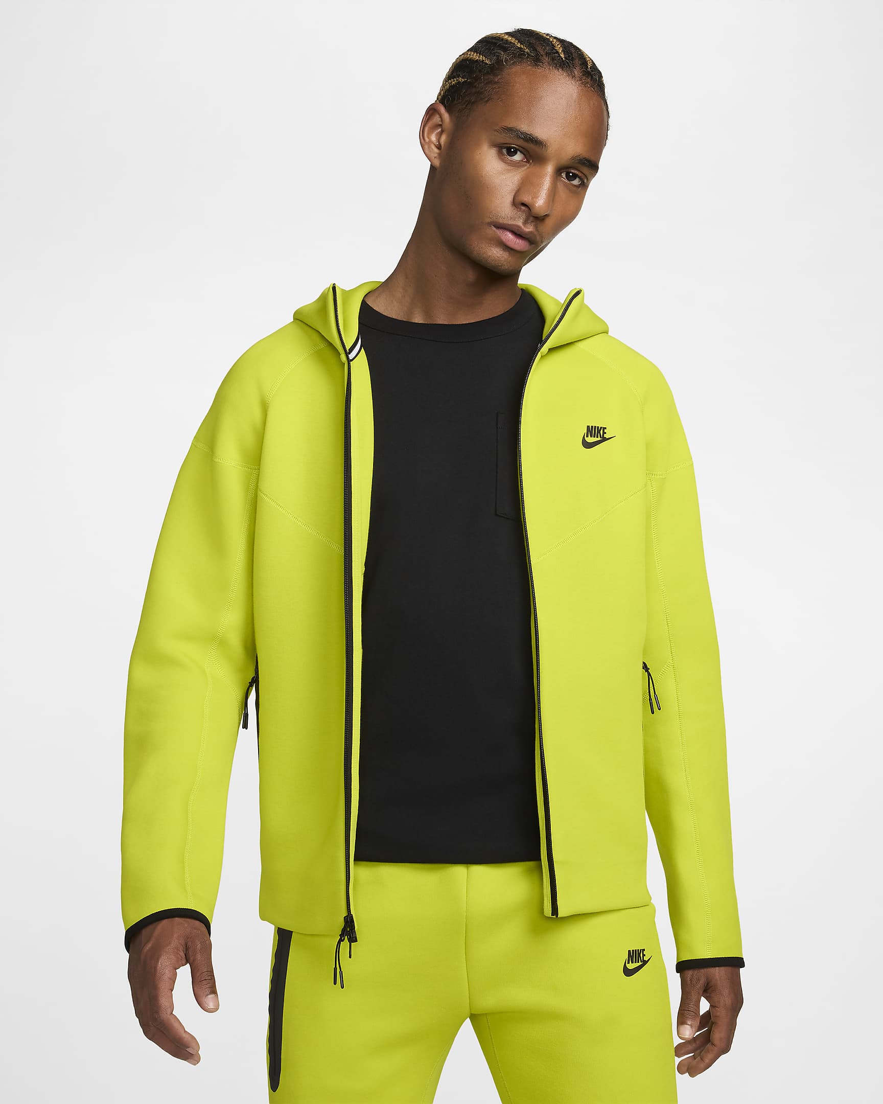 Nike Sportswear Tech Fleece Windrunner Men's Full-Zip Hoodie - Bright Cactus/Black