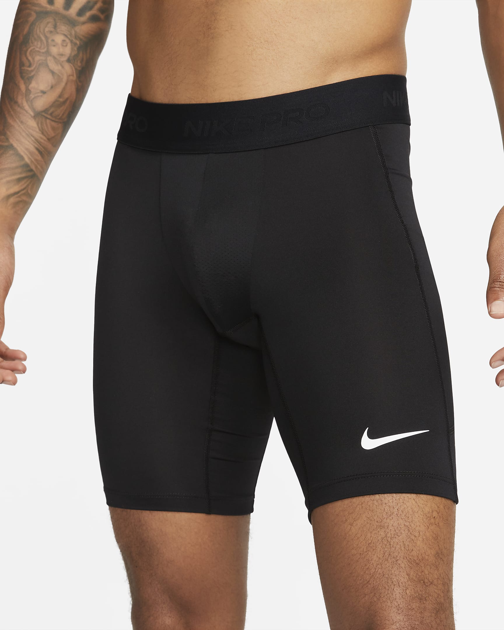 Short de fitness long Dri-FIT Nike Pro pour homme - Noir/Blanc