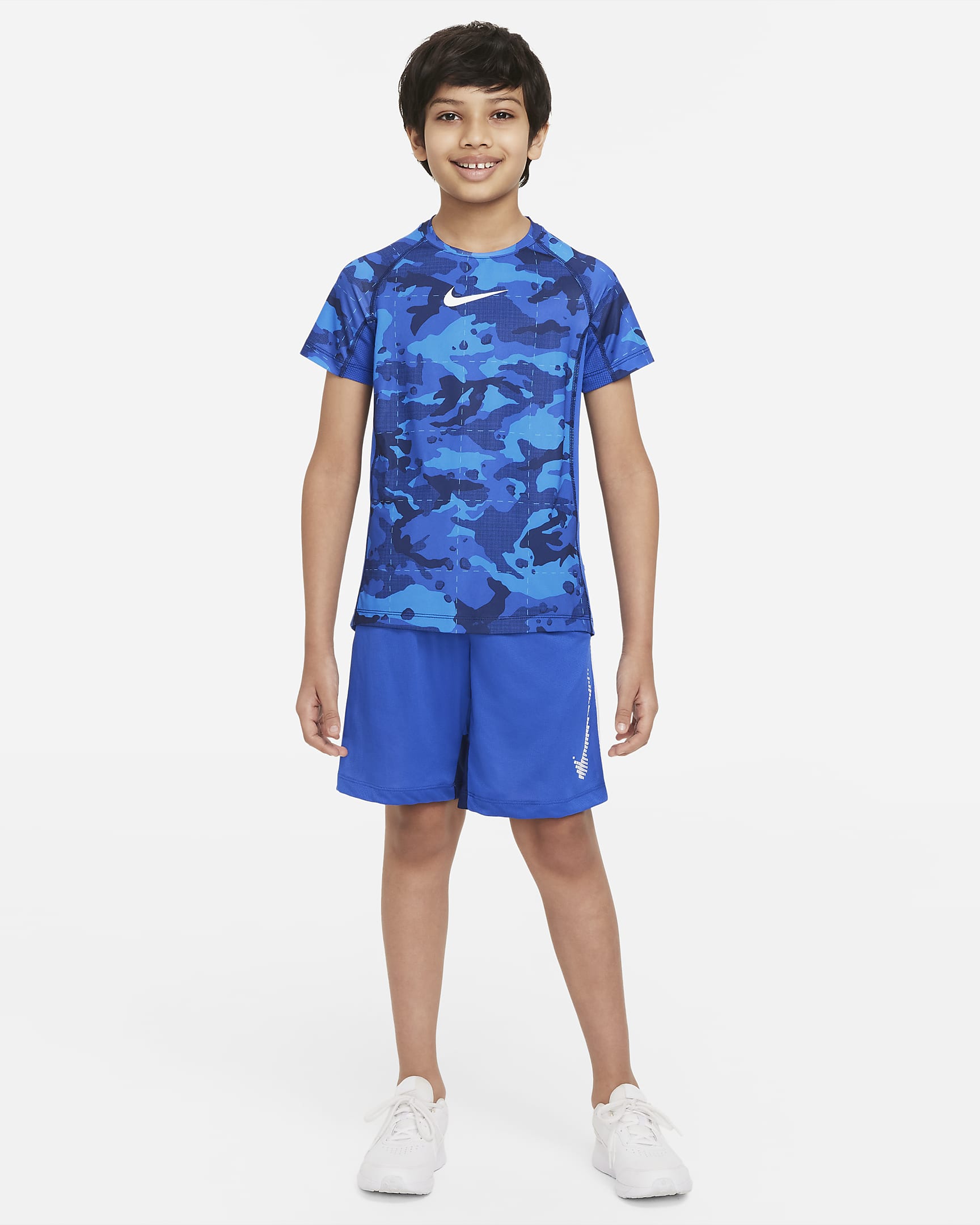 Nike Pro Dri-FIT Big Kids' (Boys') Short-Sleeve Training Top - Game Royal/White