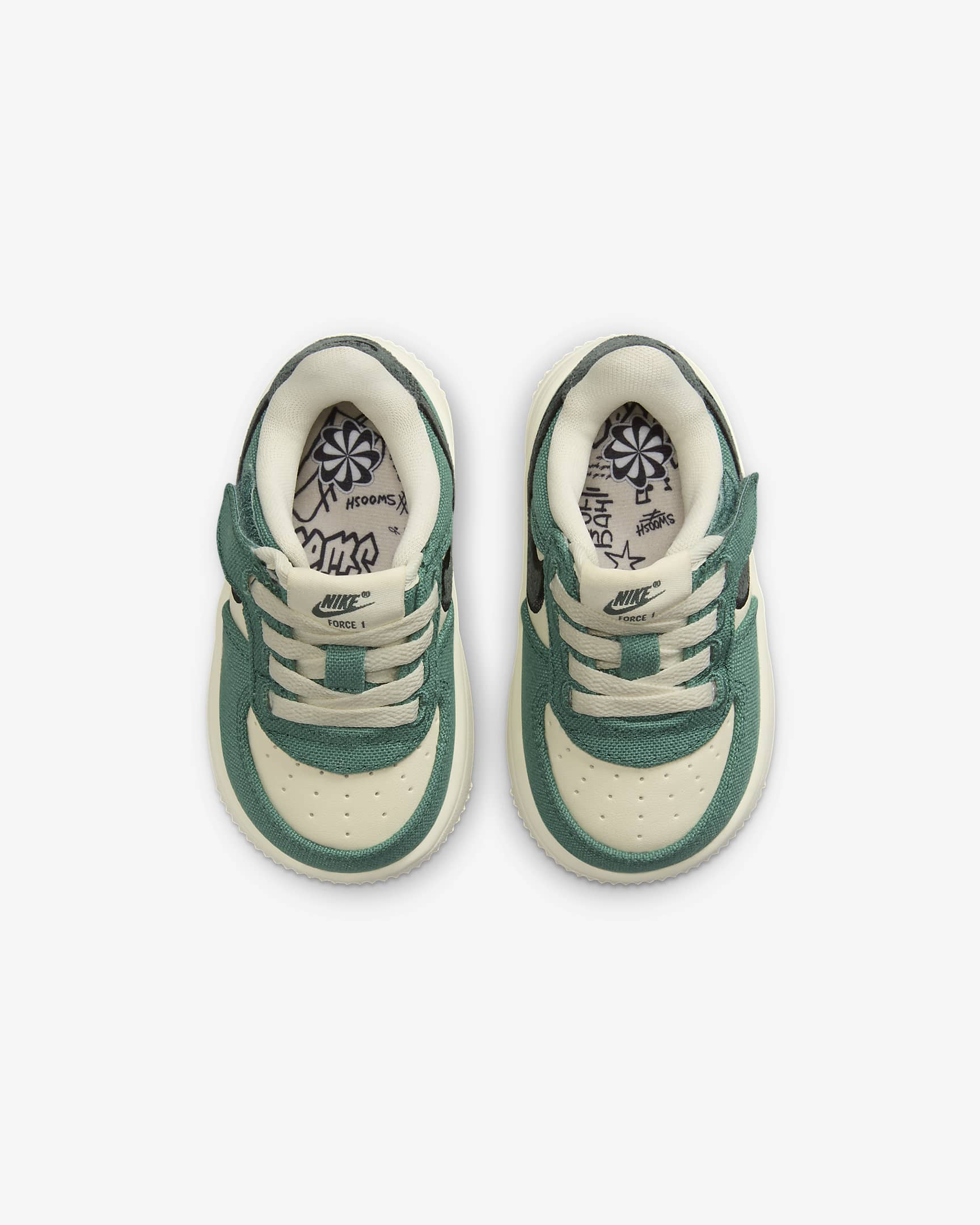 Nike Force 1 Low LV8 3 EasyOn Baby/Toddler Shoes - Coconut Milk/Bicoastal/Gum Dark Brown/Vintage Green