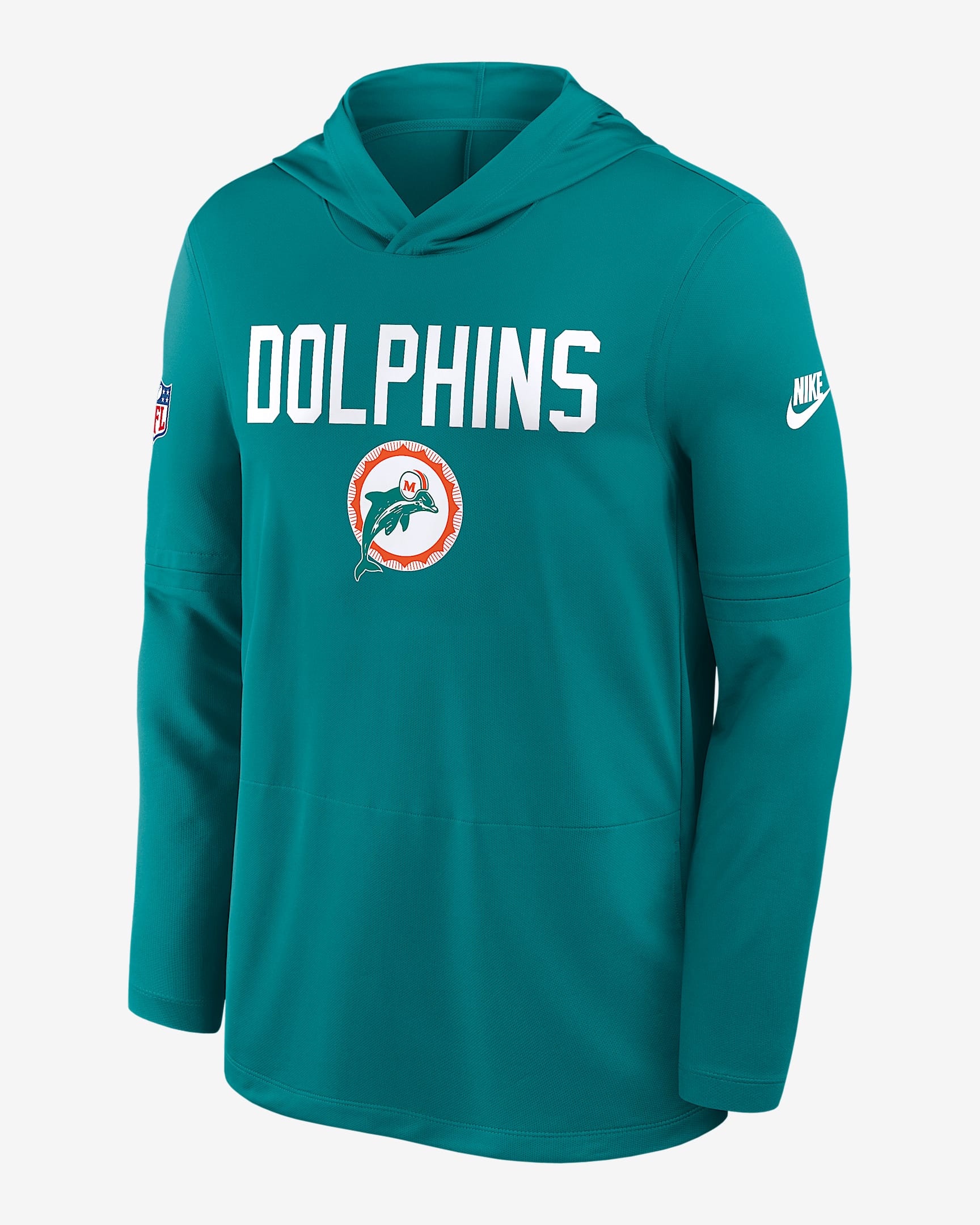 Miami Dolphins Pass Accuracy Men's Nike Dri-FIT NFL Long-Sleeve Hooded Top - Aqua