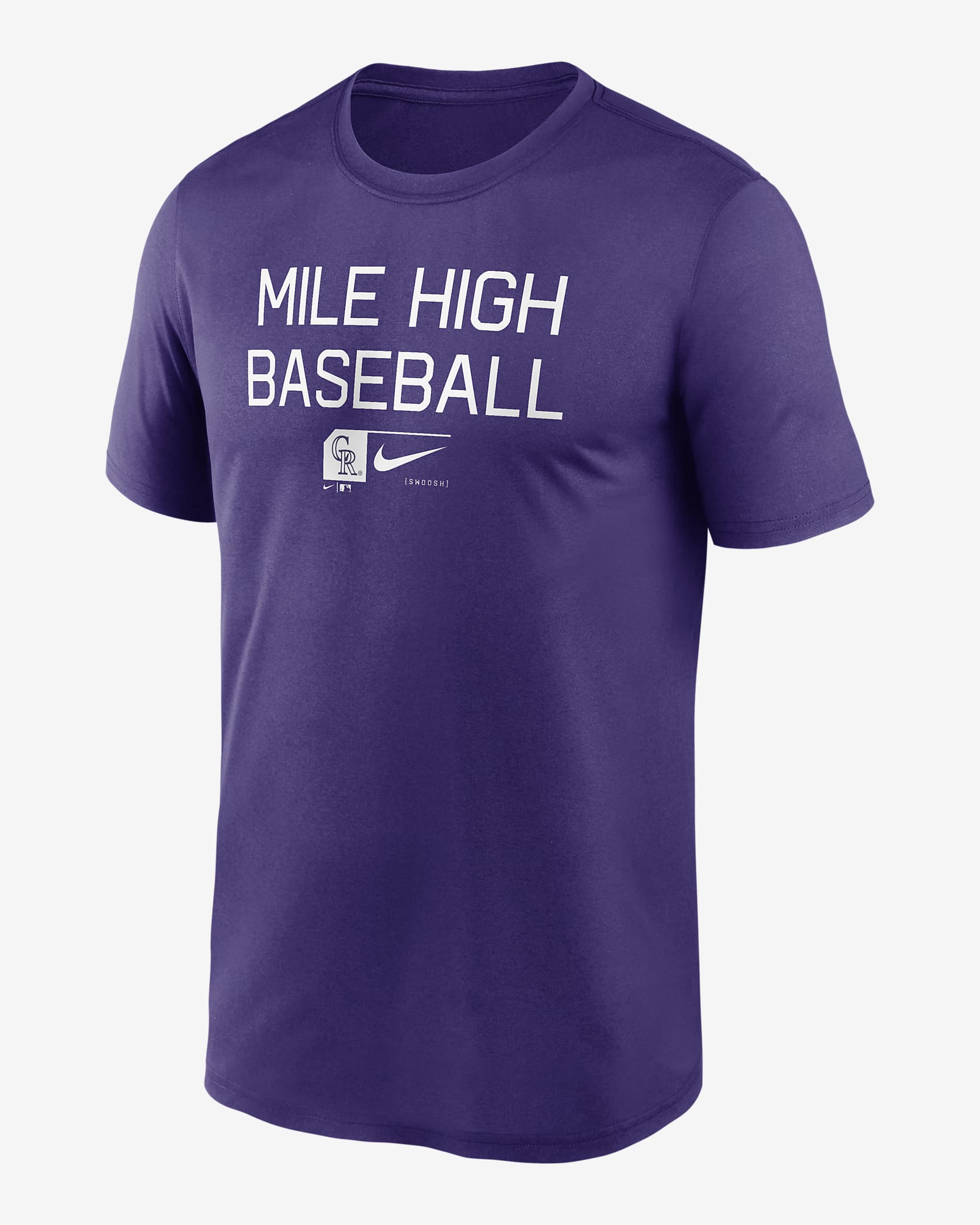 Colorado Rockies Baseball Phrase Legend Men's Nike Dri-FIT MLB T-Shirt - Purple