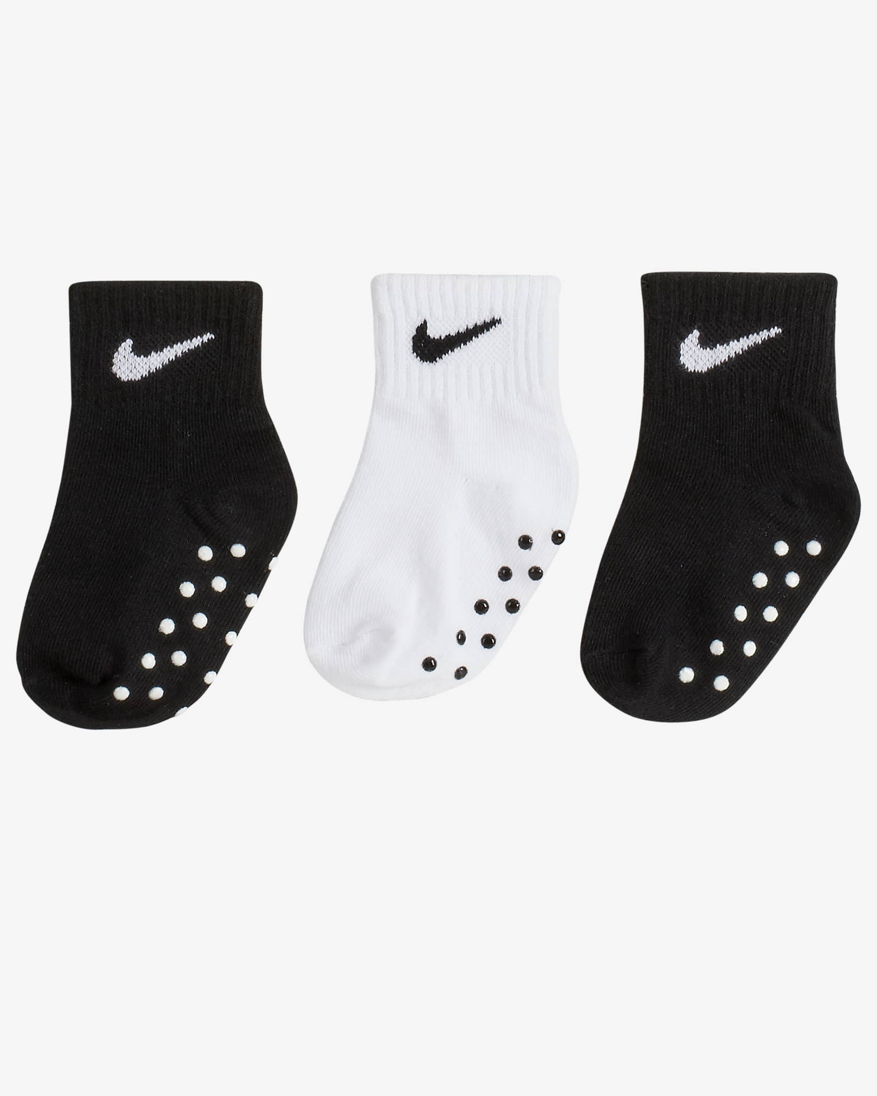Nike Swoosh enkelsokken met anti-slip voor kleuters (3 paar) - Zwart