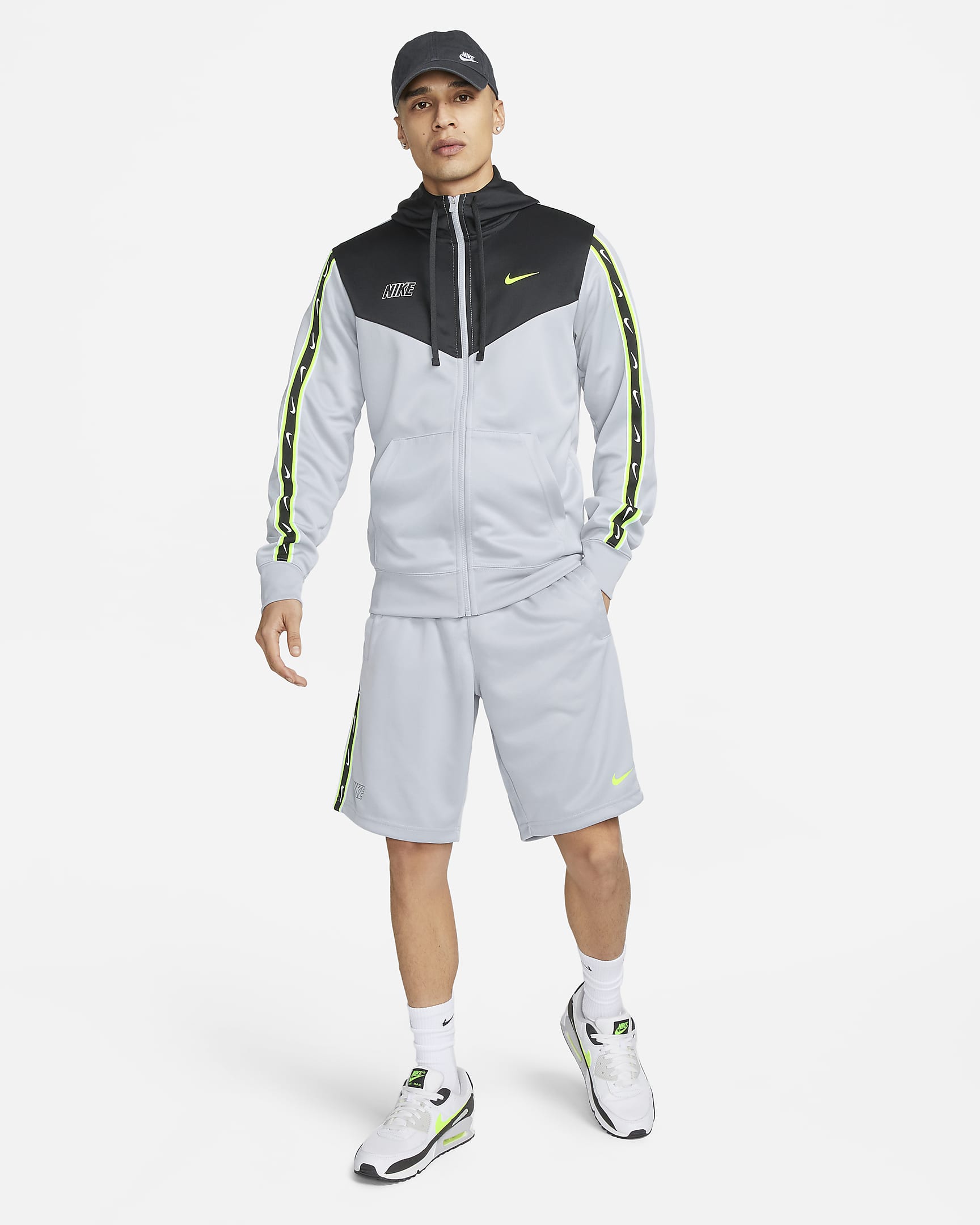 Nike Sportswear Men's Repeat Shorts - Wolf Grey/Volt