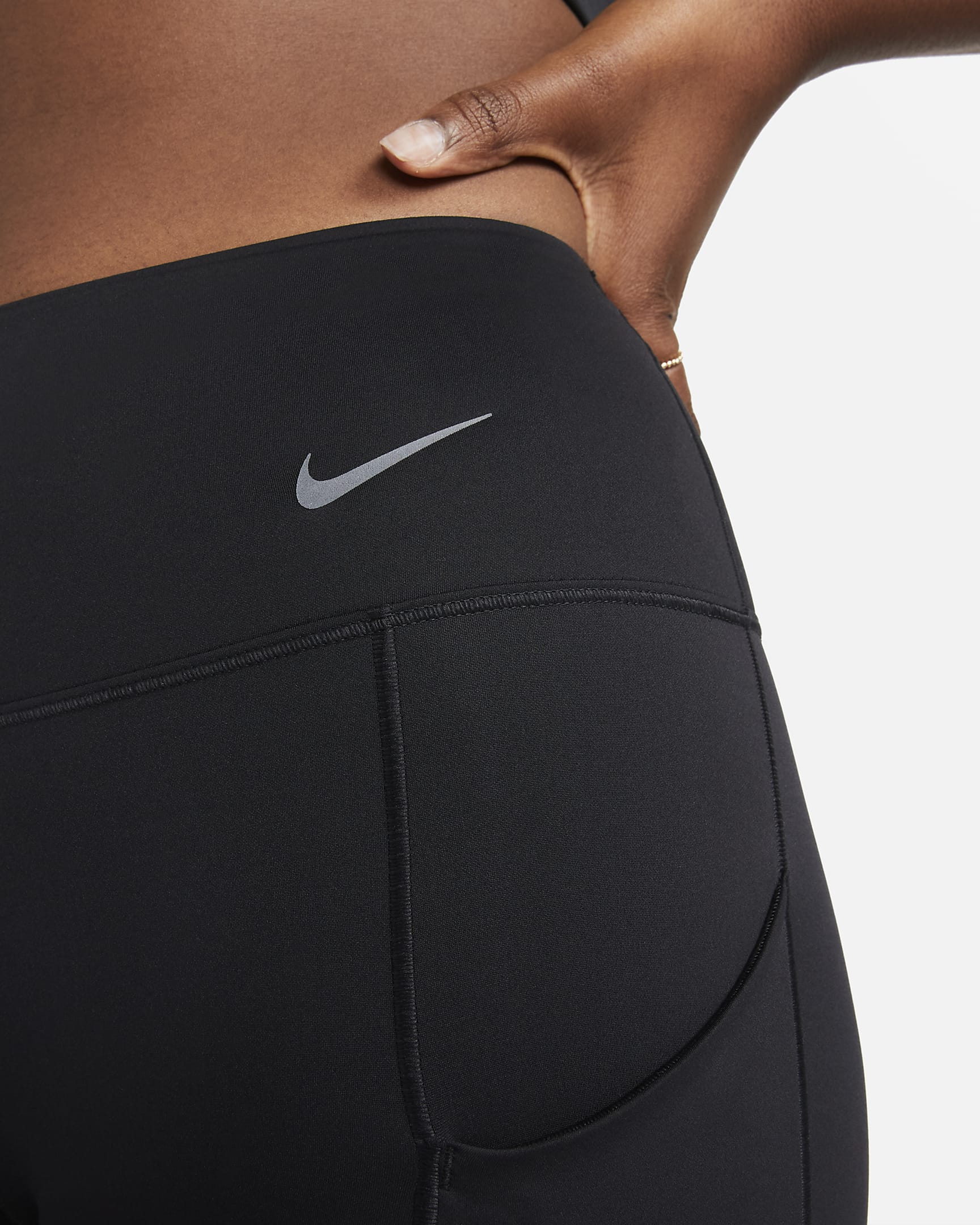 Nike Go Leggings de longitud completa, talle medio y sujeción firme con bolsillos - Mujer - Negro/Negro