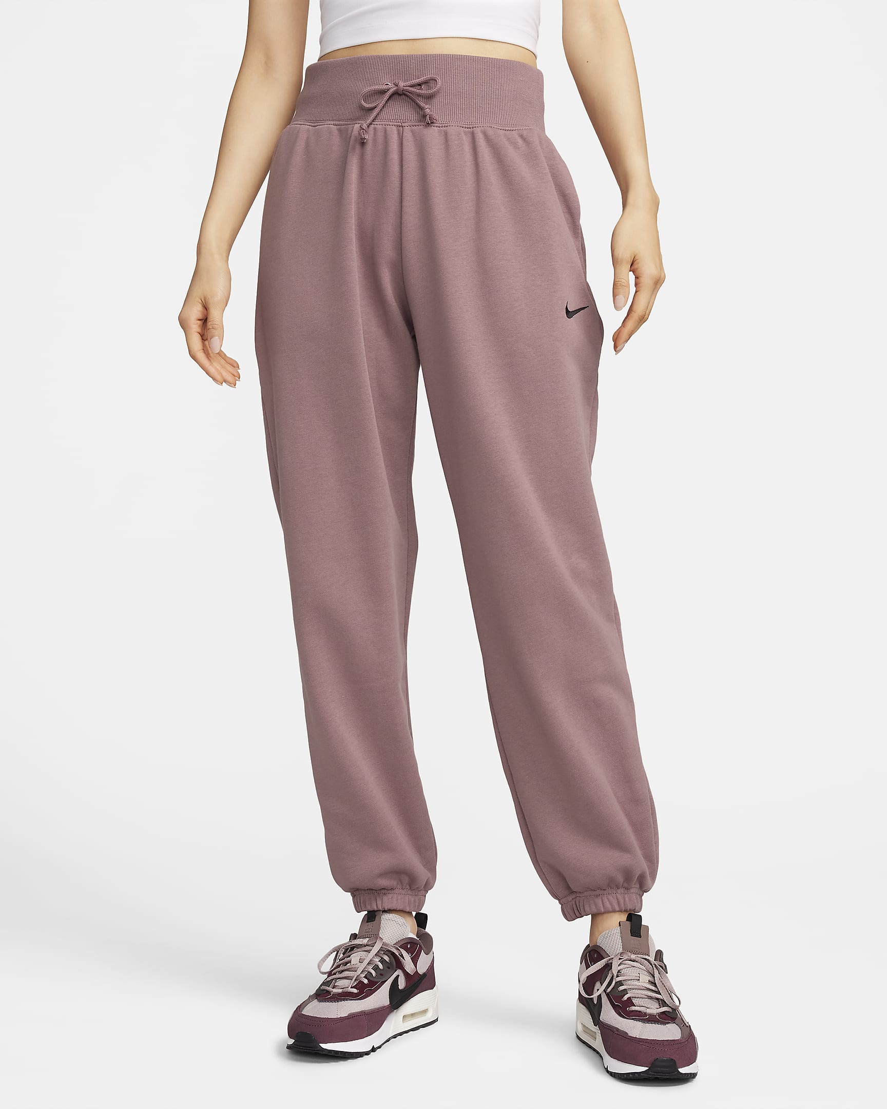 Nike Sportswear Phoenix Fleece Women's High-Waisted Oversized French Terry Sweatpants - Smokey Mauve/Black