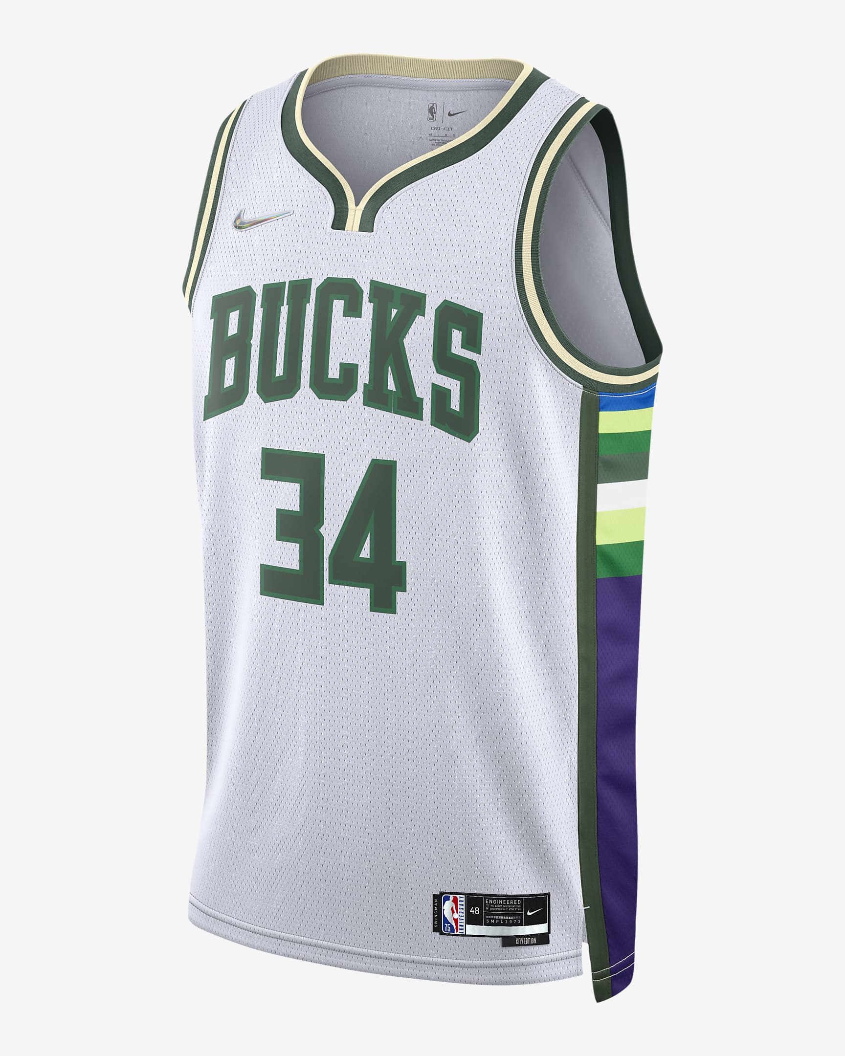 Milwaukee Bucks City Edition Nike DriFIT NBA Swingman Jersey. Nike VN