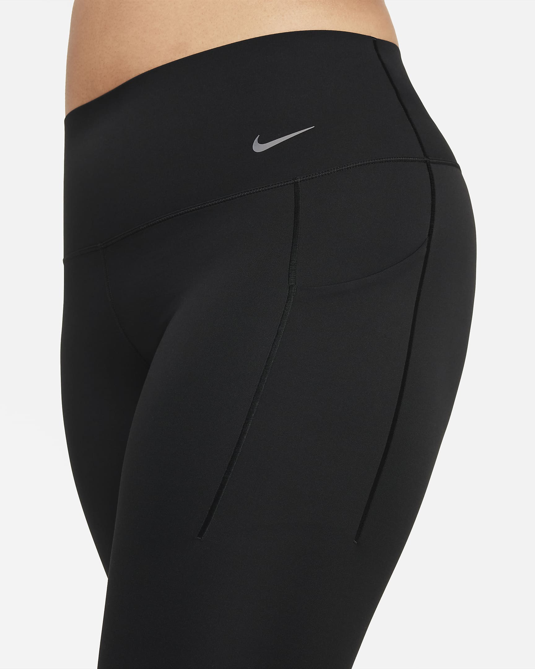 Nike Universa 7/8-legging met hoge taille, zakken en medium ondersteuning voor dames - Zwart/Zwart