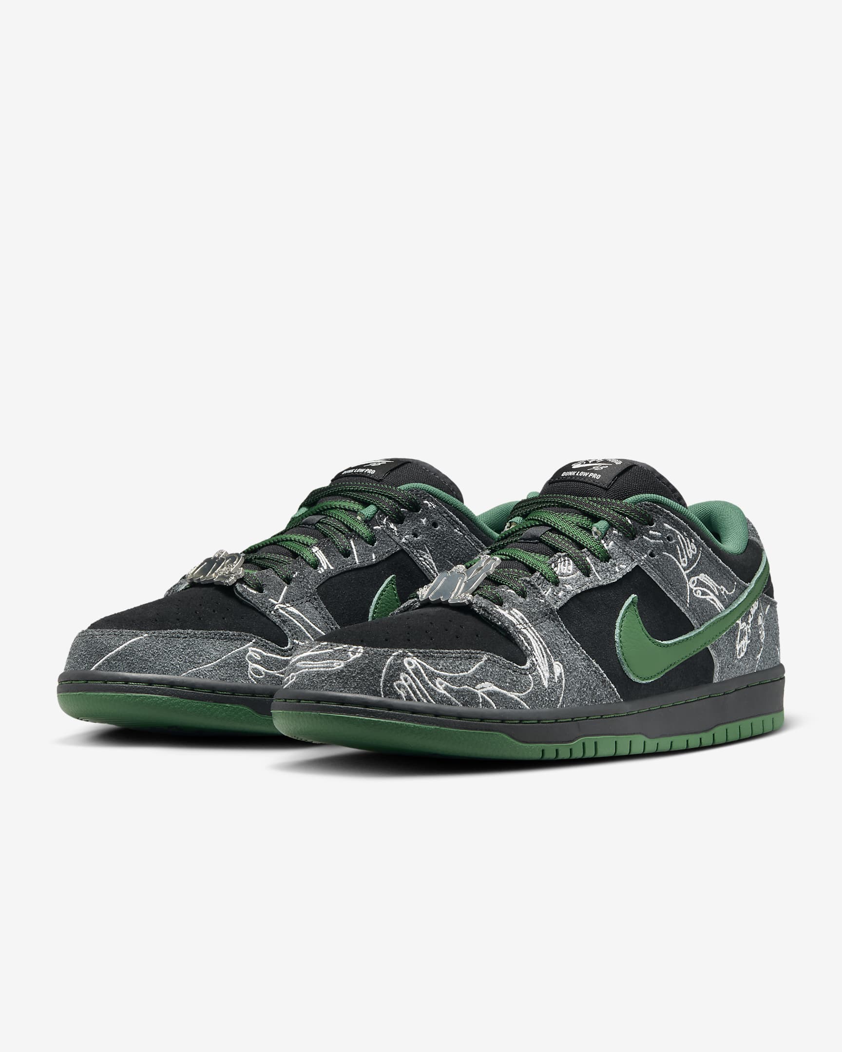 Nike SB Dunk Low Skate Shoes - Black/Summit White/Gorge Green