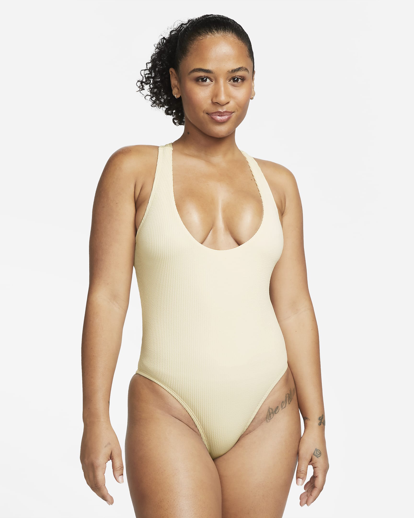 Nike Women's Cross-Back One-Piece Swimsuit - Coconut Milk/White