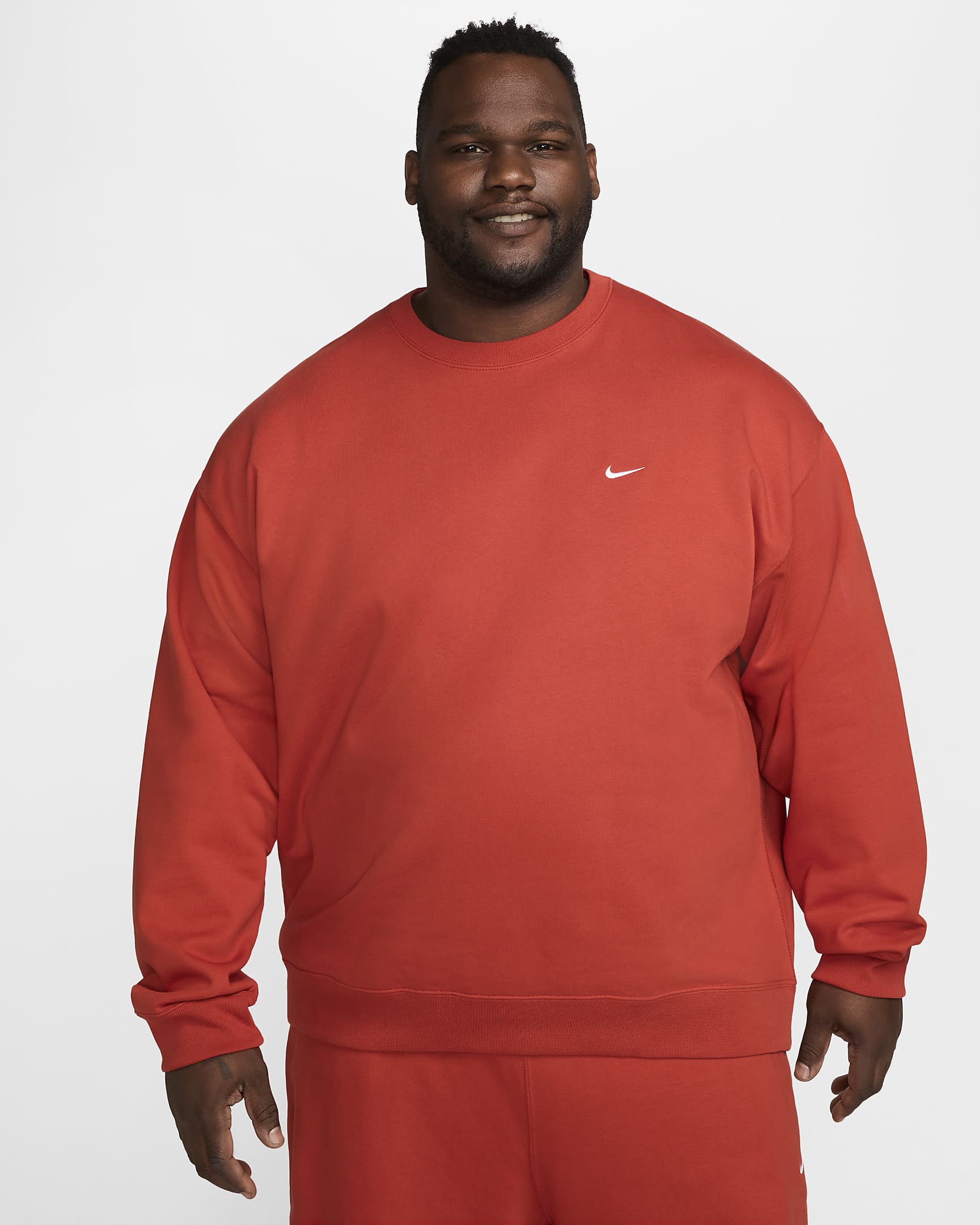 Nike Solo Swoosh Men's Fleece Crew - Dragon Red/White