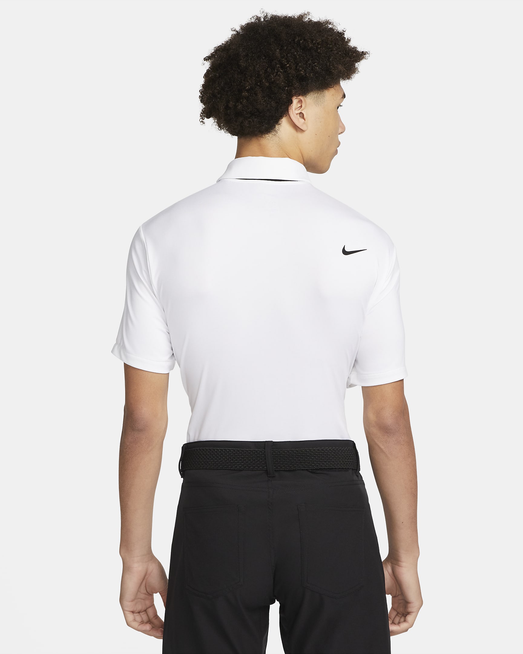 Nike Dri-FIT Tour egyszínű, galléros férfi golfpóló - Fehér/Fekete