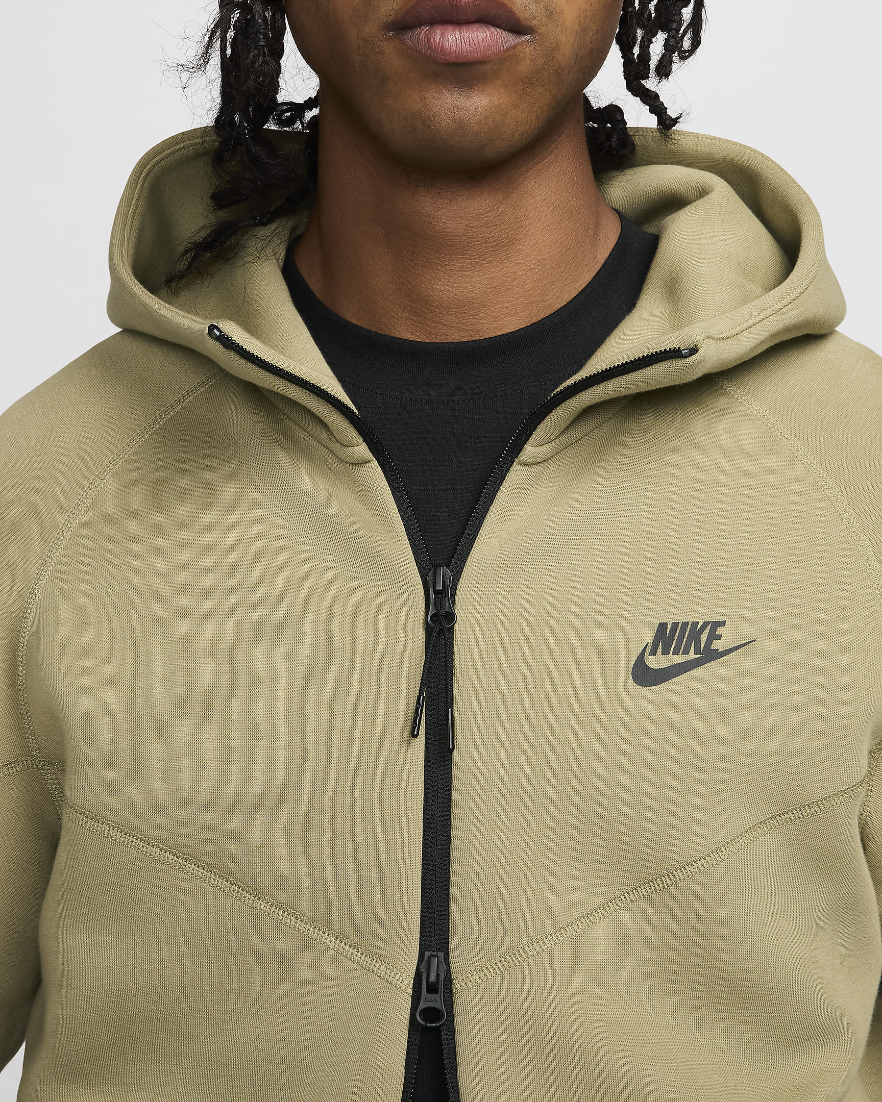 Felpa con cappuccio e zip a tutta lunghezza Nike Sportswear Tech Fleece Windrunner - Uomo - Neutral Olive/Nero