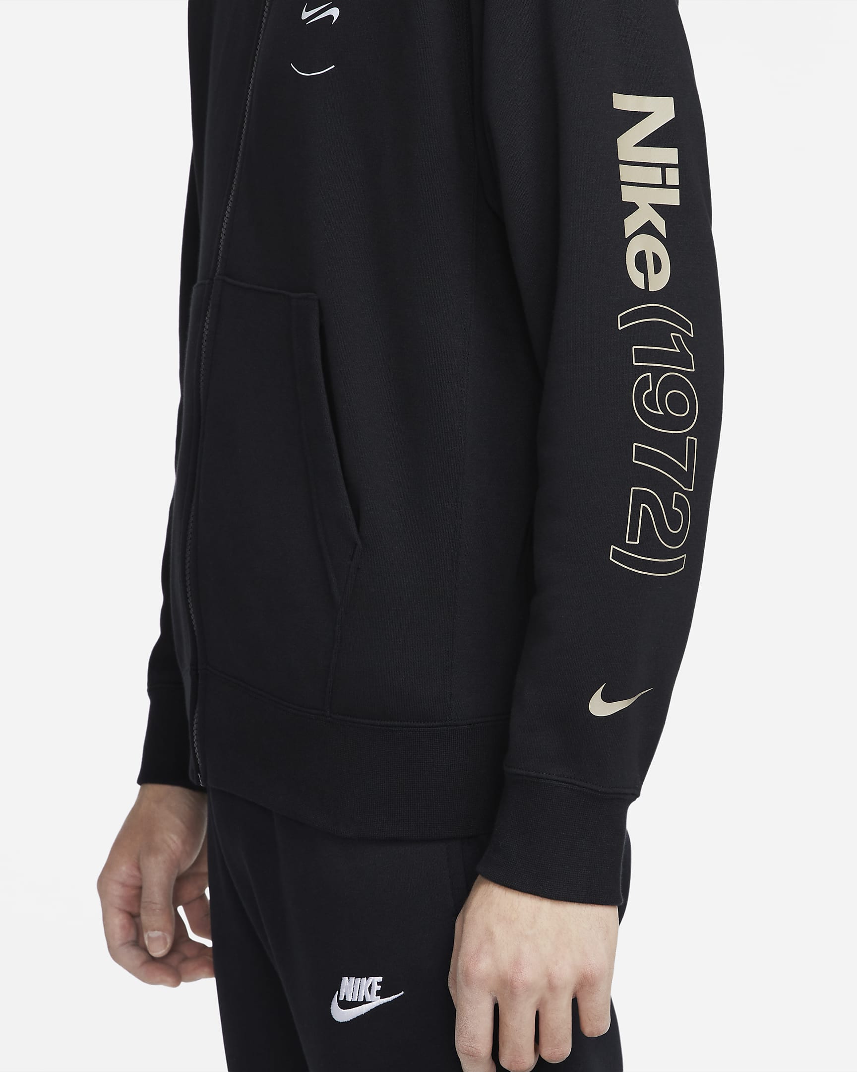 Nike Sportswear Men's Full-Zip French Terry Hoodie - Black/Khaki