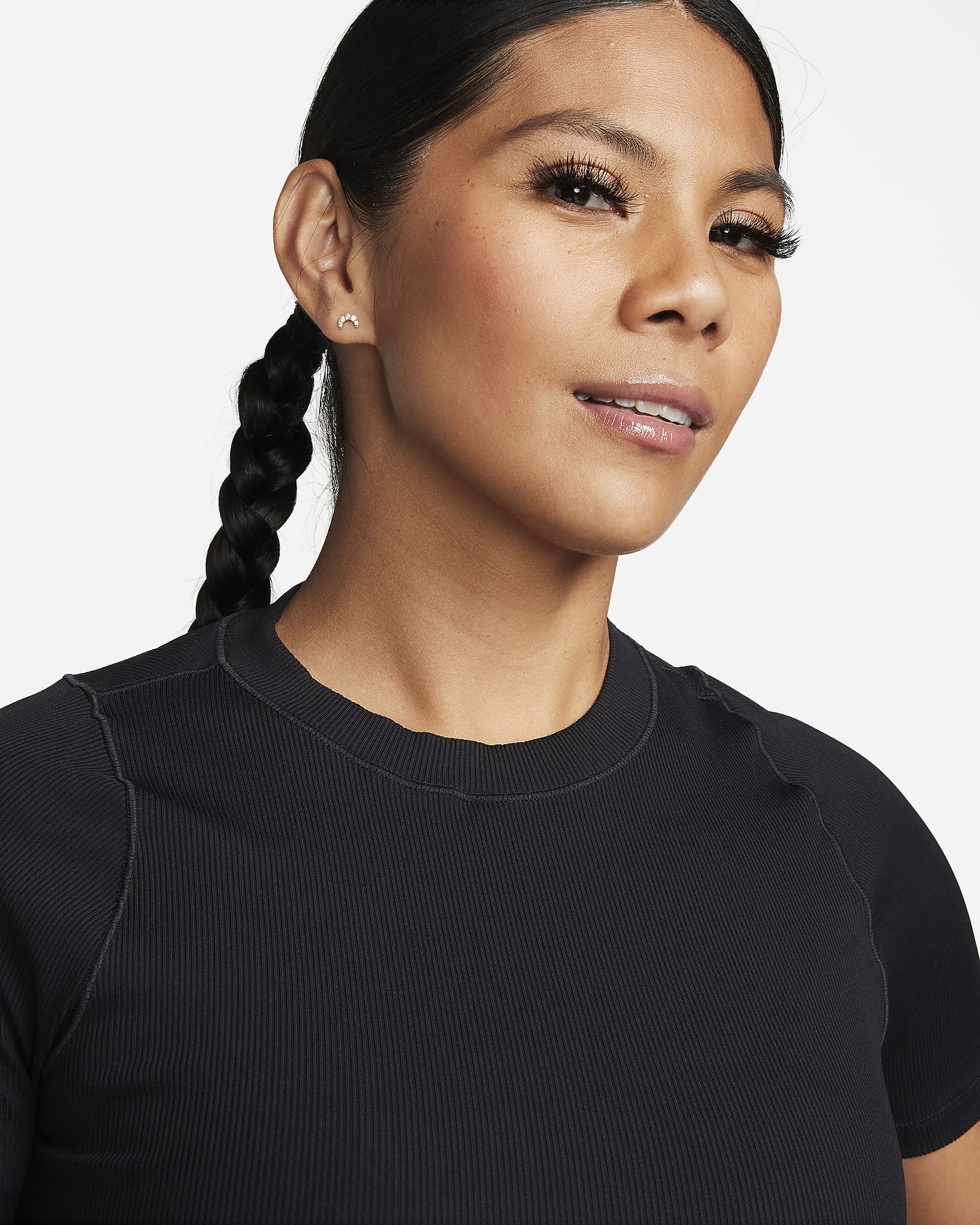 Nike Zenvy Dri-FIT croptop met korte mouwen voor dames - Zwart