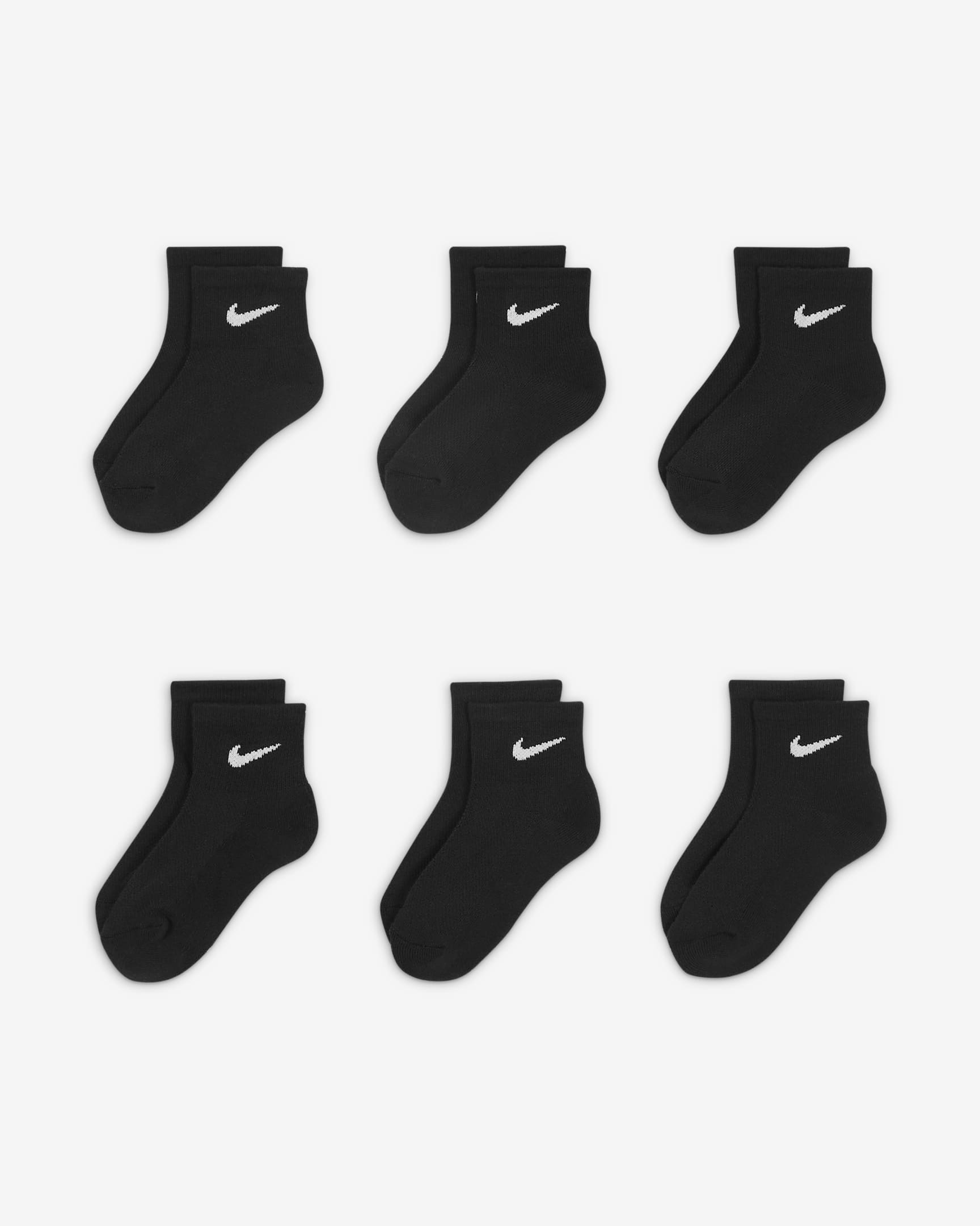 Nike Mesh and Cushioned Little Kids' Ankle Socks (6 Pairs) - Black