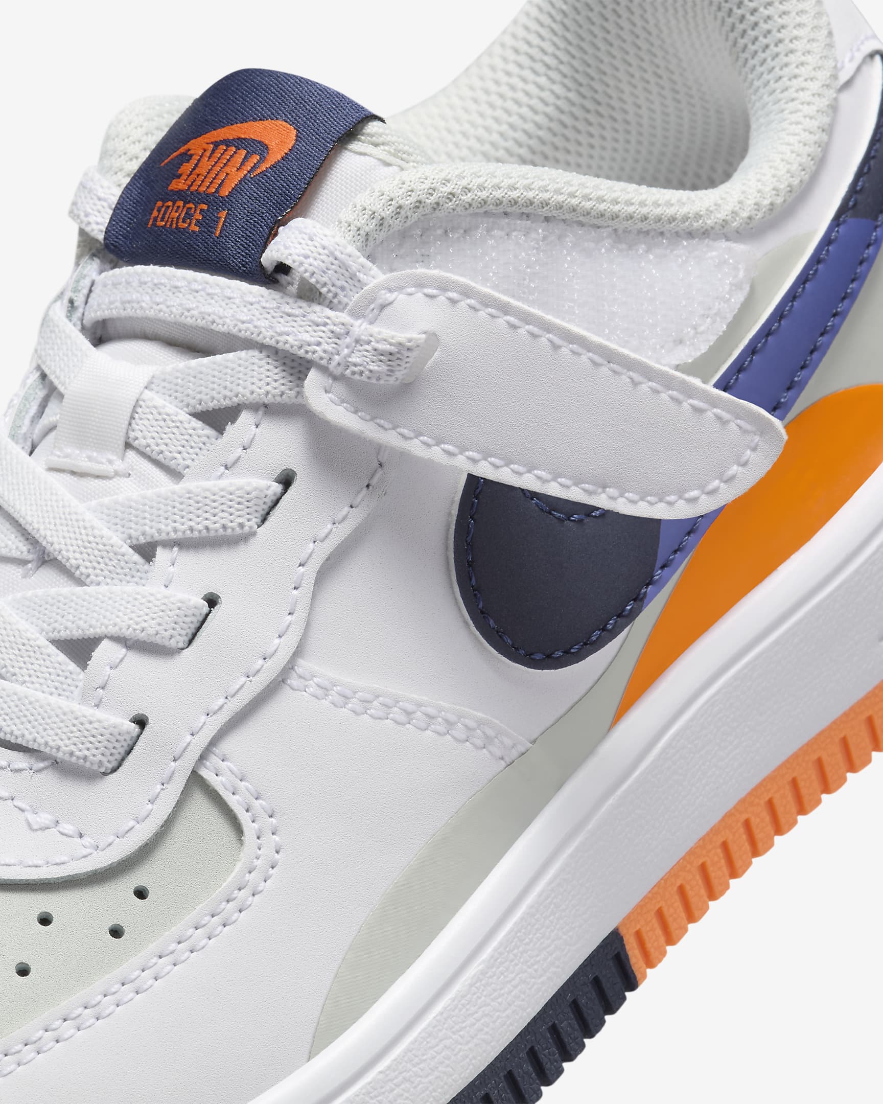 Nike Force 1 Low LV8 2 EasyOn Little Kids' Shoes - Light Silver/White/Astronomy Blue/Midnight Navy