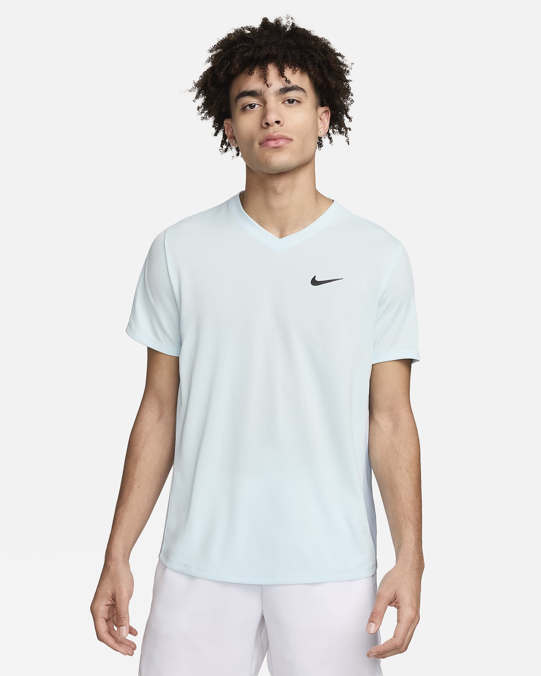 NikeCourt Dri-FIT Victory Herren-Tennisoberteil - Glacier Blue/Light Armory Blue/Schwarz