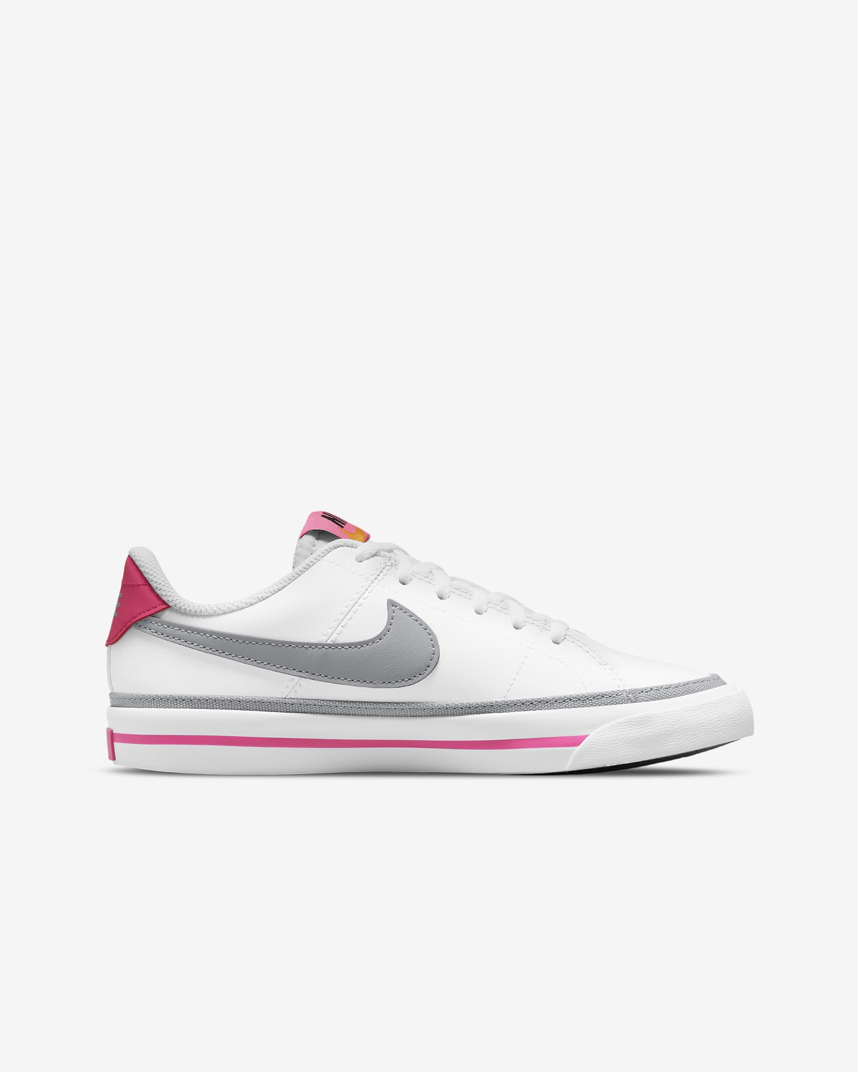 รองเท้าเด็กโต Nike Court Legacy - ขาว/Pink Prime/Kumquat/Light Smoke Grey